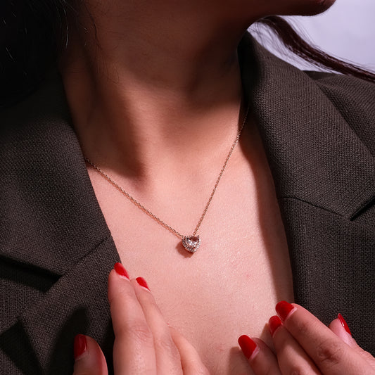 18K Gold Vermeil Morganite & Diamond Heart Necklace