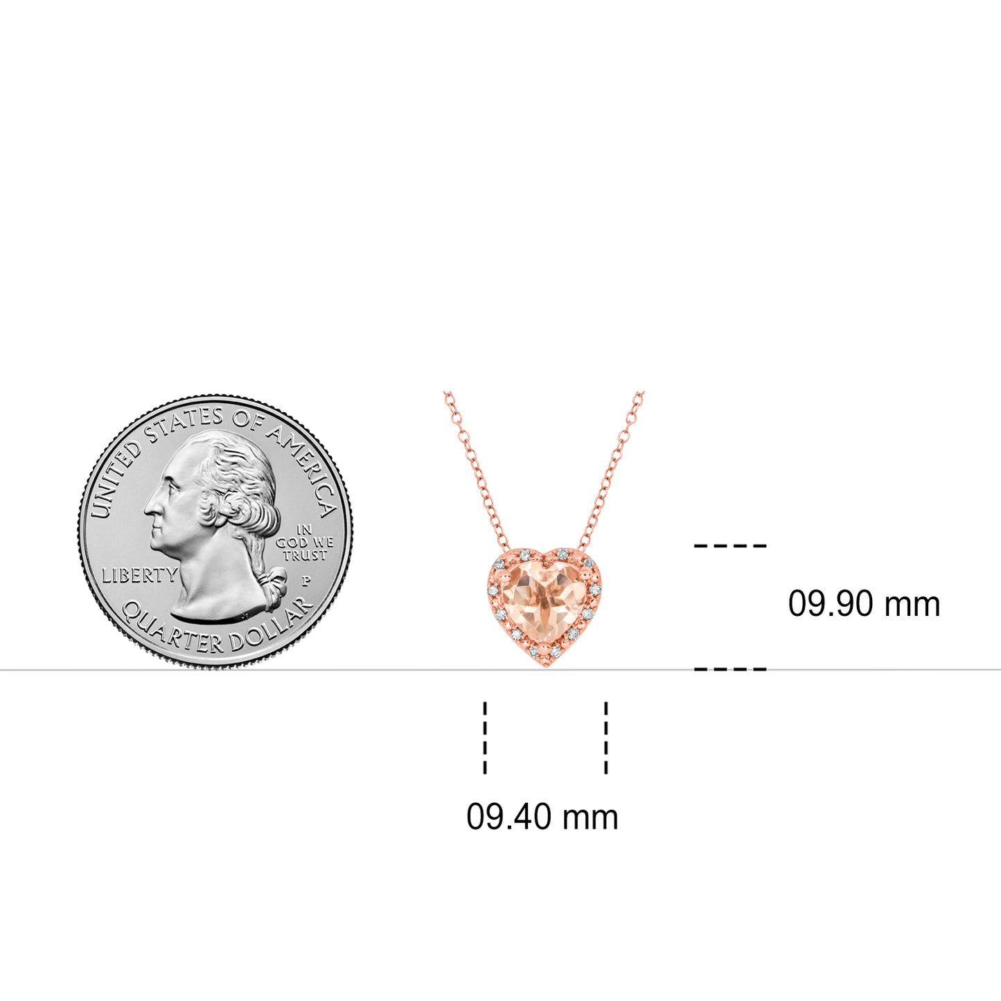 18K Gold Vermeil Morganite & Diamond Heart Necklace