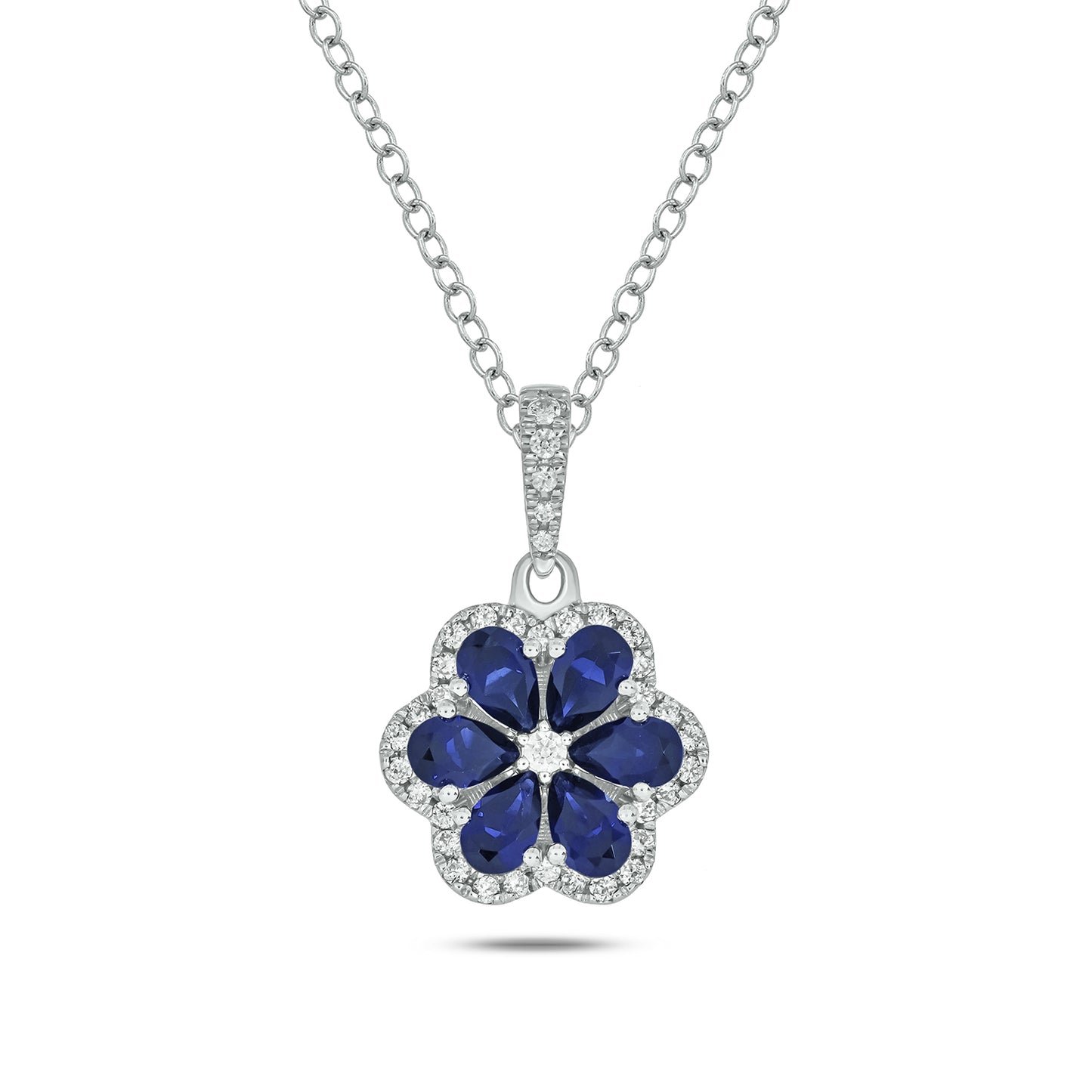 10KT Gold Exquisite Floral Pendant in Gemstone & Diamond