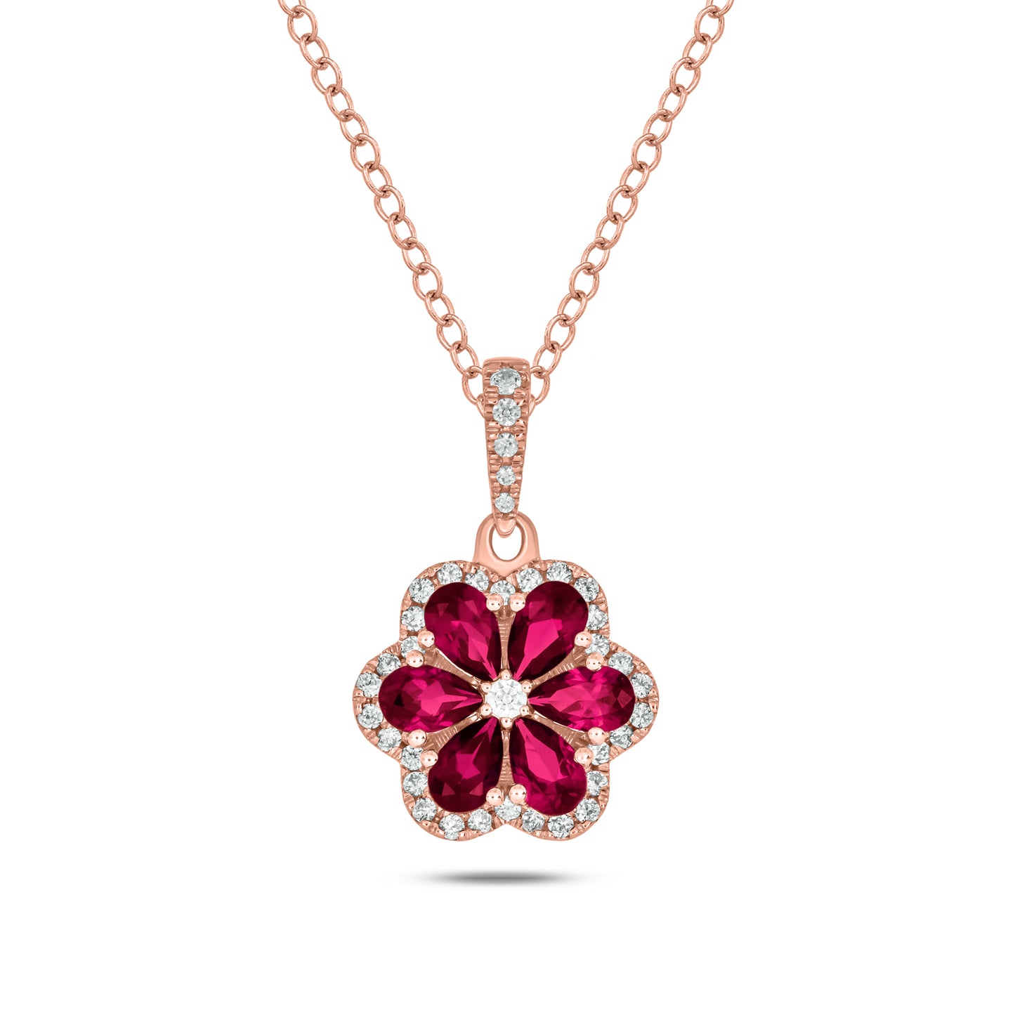 10KT Gold Exquisite Floral Pendant in Gemstone & Diamond