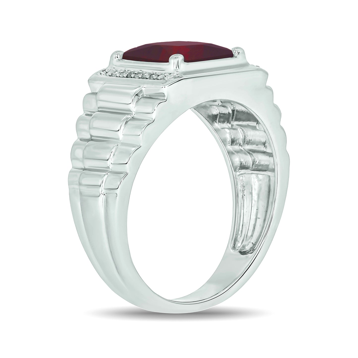 925 Sterling Silver Men's Natural Natural Gemstone & Diamond Ring