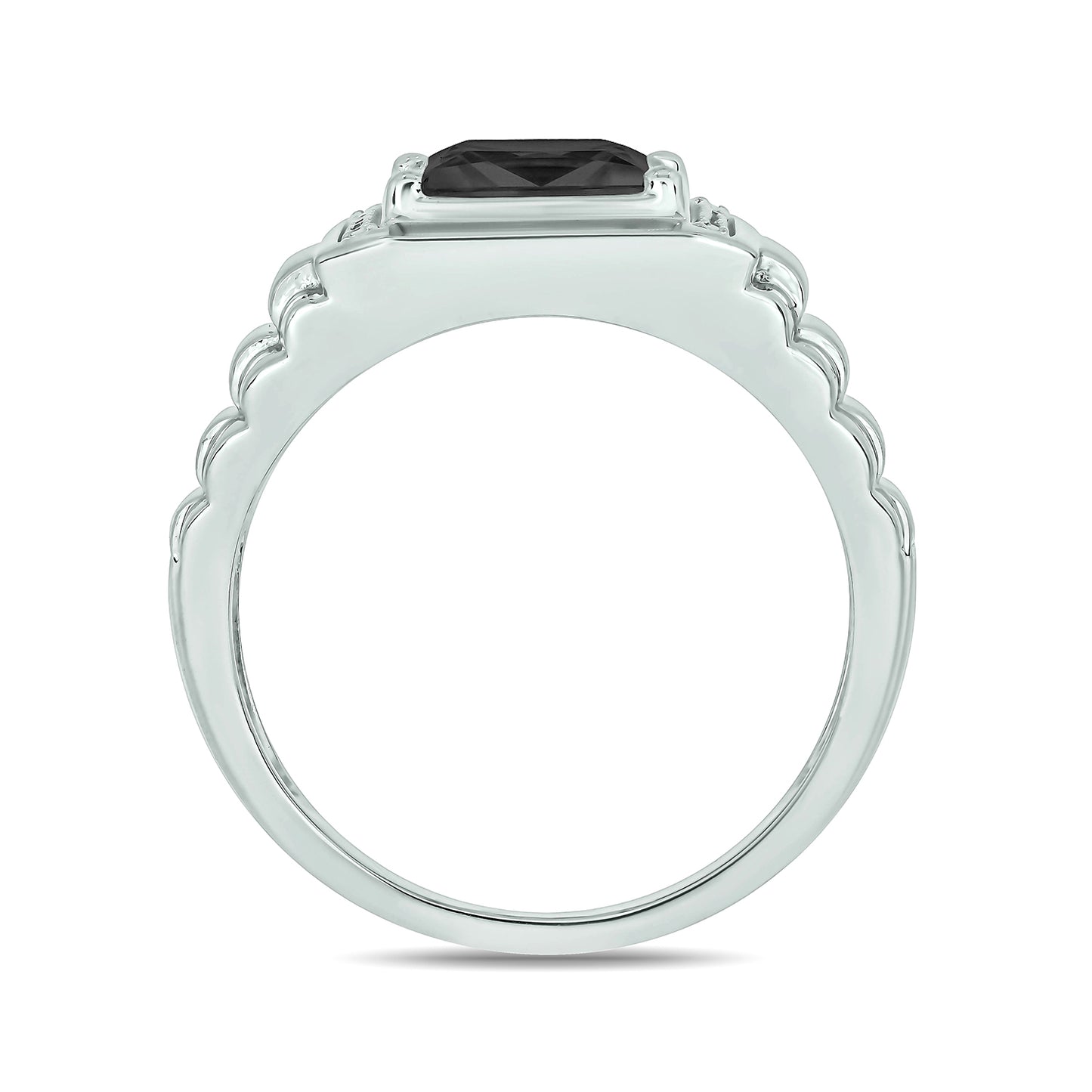 925 Sterling Silver Men's Natural Natural Gemstone & Diamond Ring