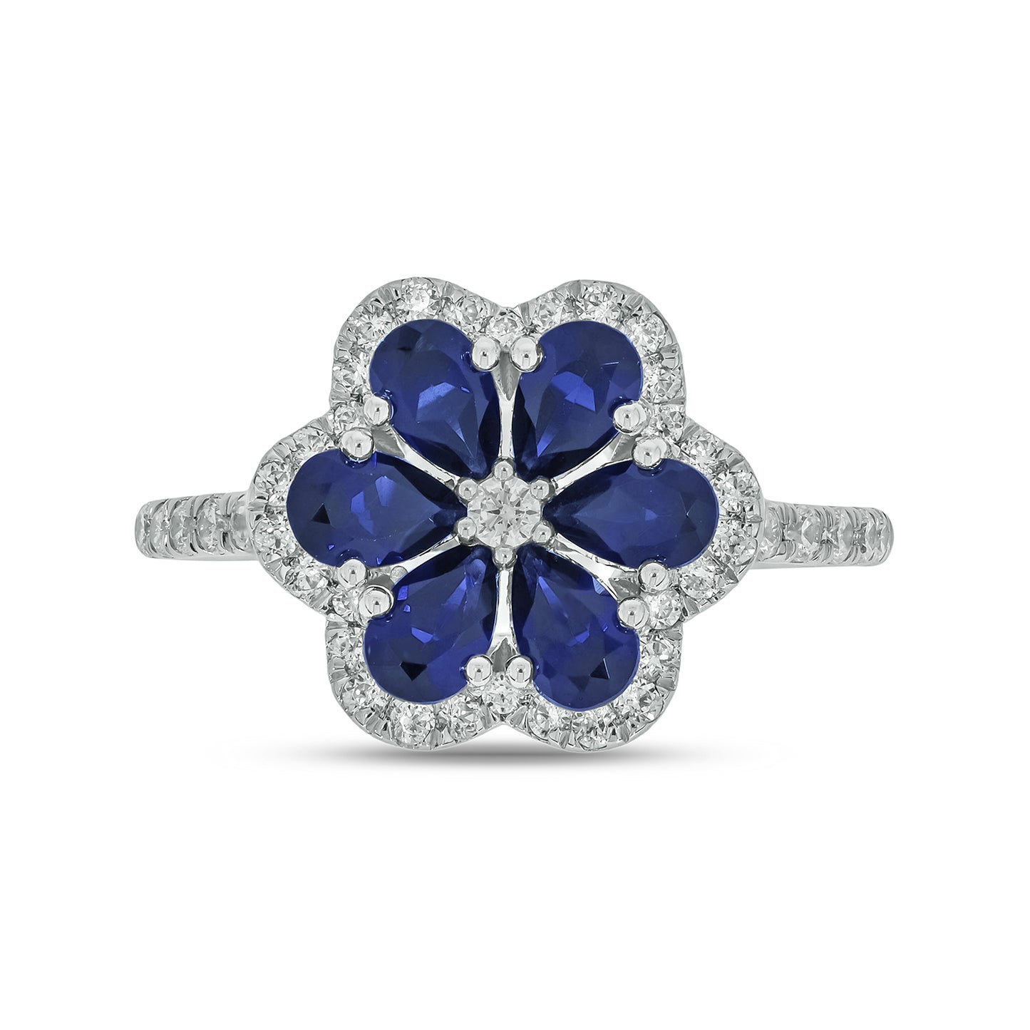 10KT Gold Cocktail Floral Gemstone & Diamond Ring
