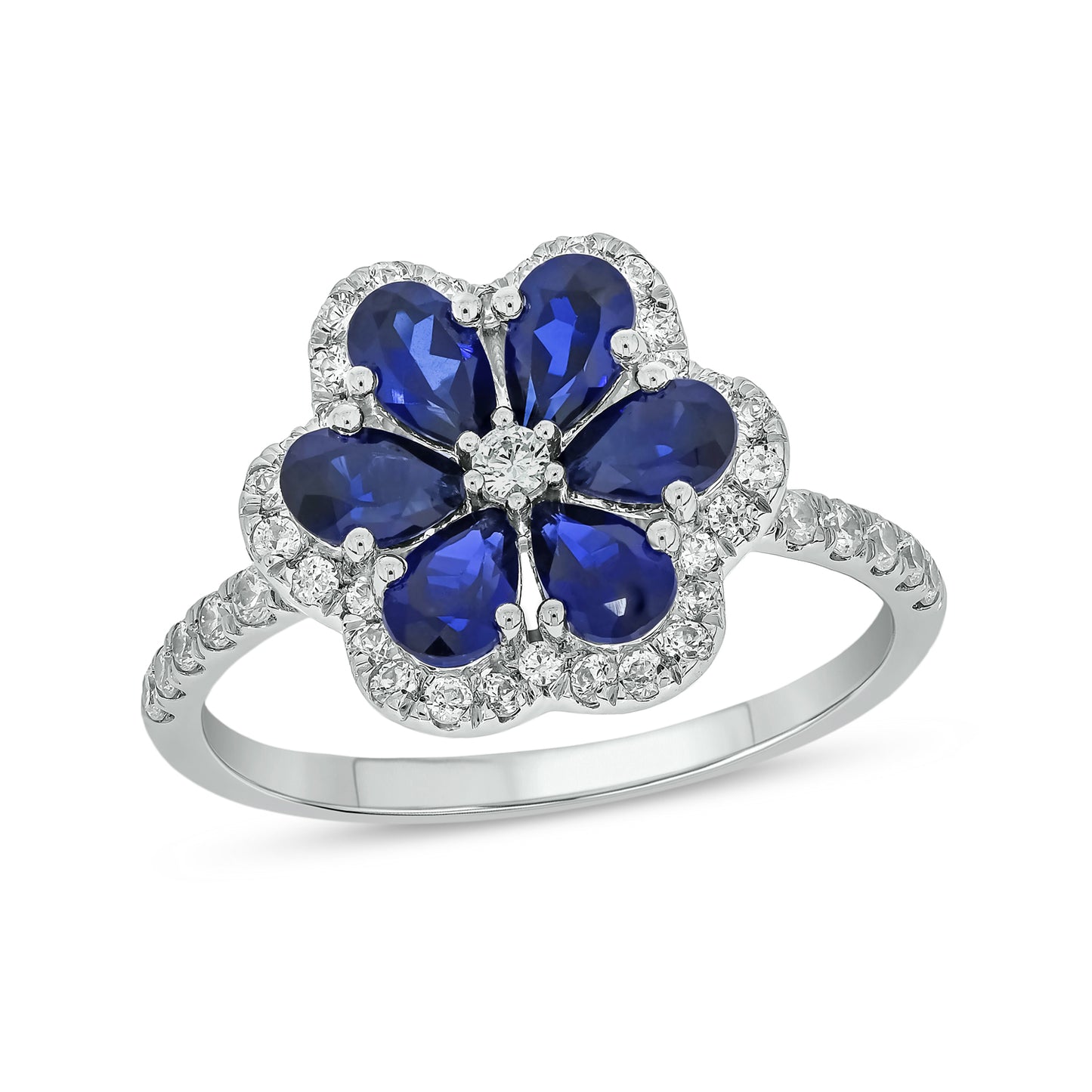 10KT Gold Cocktail Floral Gemstone & Diamond Ring