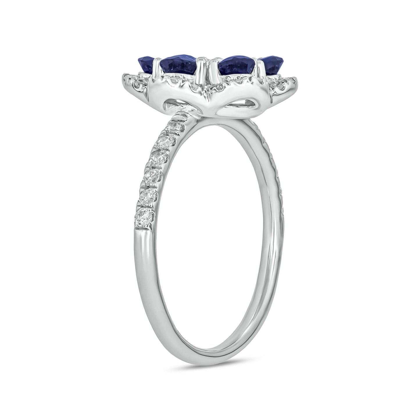 10KT Gold Cocktail Floral Gemstone & Diamond Ring
