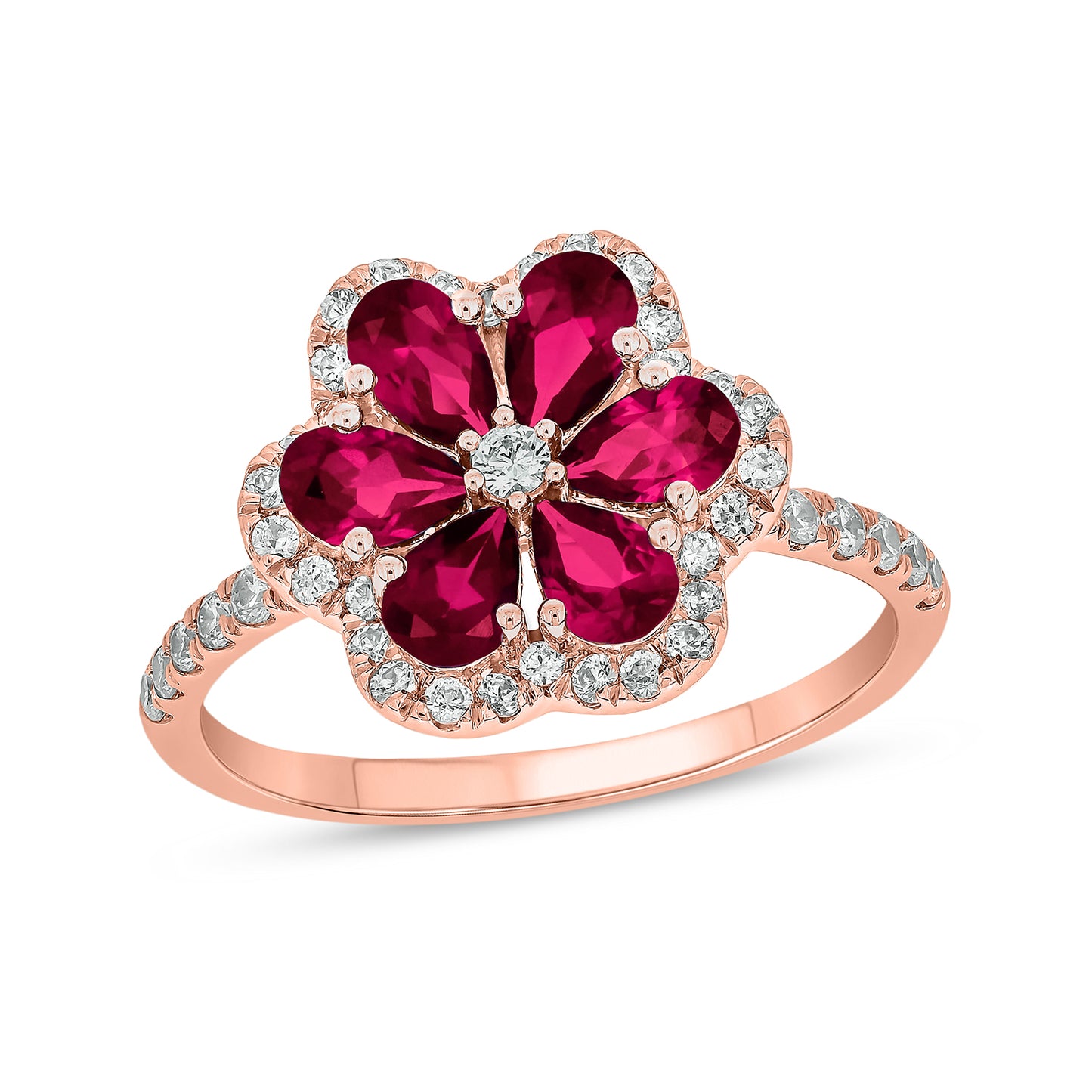 10KT Gold Cocktail Floral Gemstone & Diamond Ring