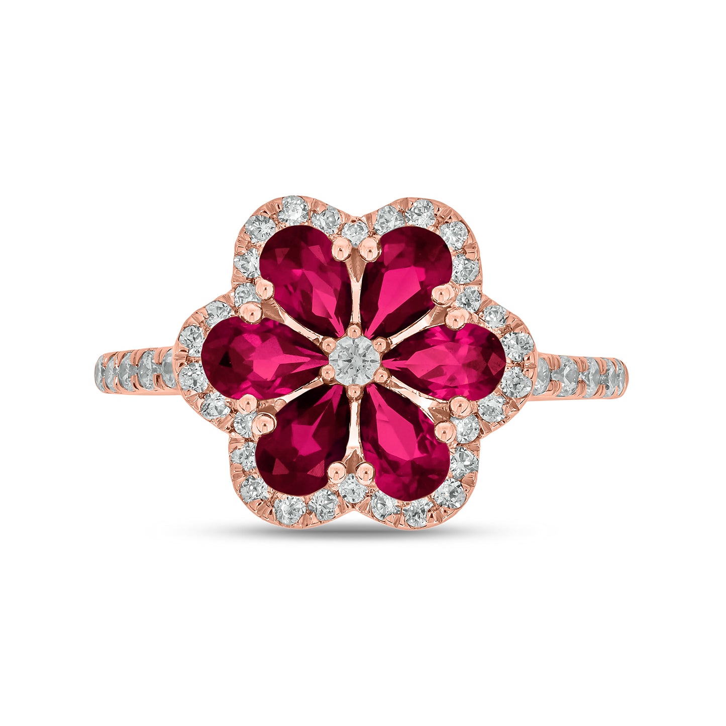 10KT Gold Cocktail Floral Gemstone & Diamond Ring