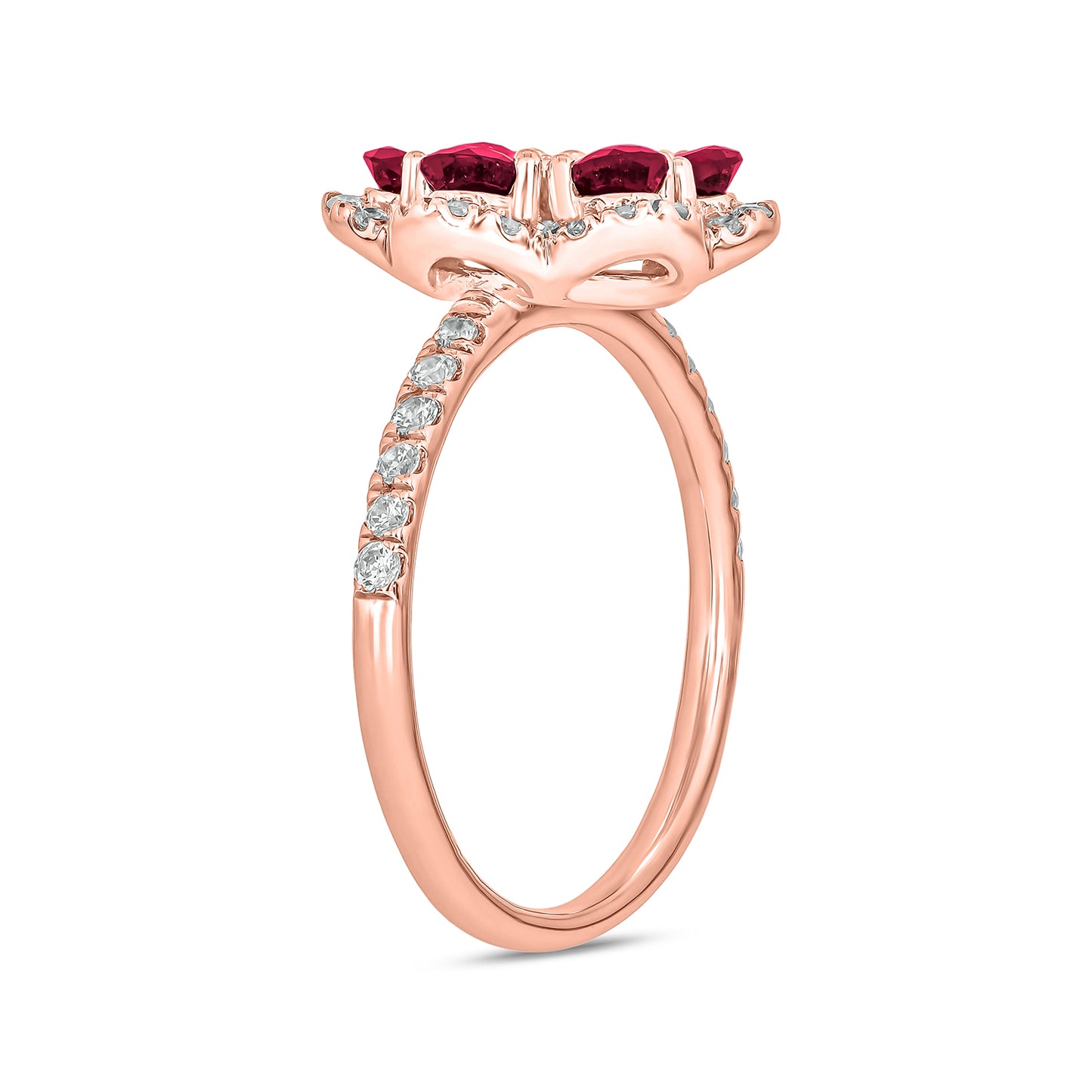 10KT Gold Cocktail Floral Gemstone & Diamond Ring