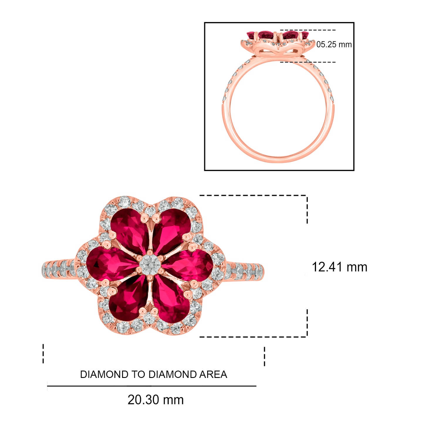 10KT Gold Cocktail Floral Gemstone & Diamond Ring