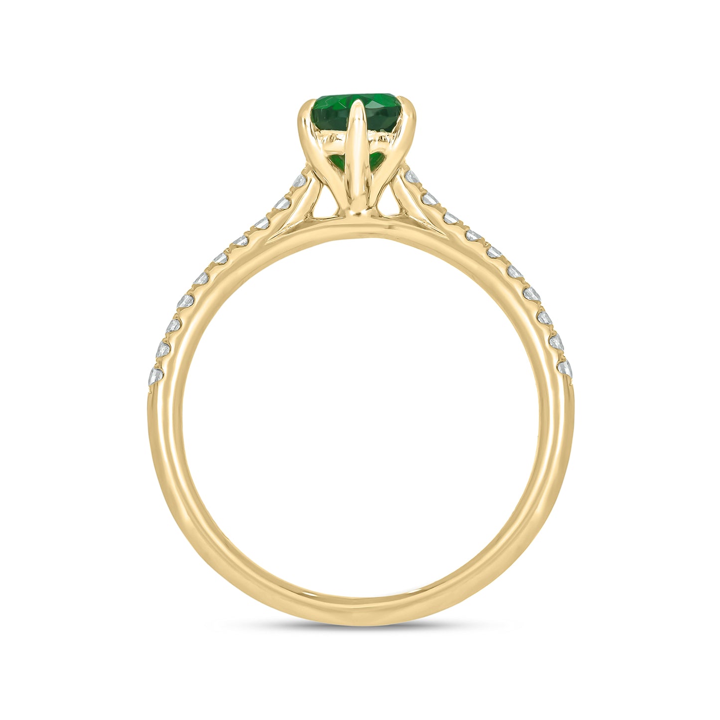 10KT Gold Classic Pear Shaped Green Emerald Solitaire & Diamond Wedding Ring Set