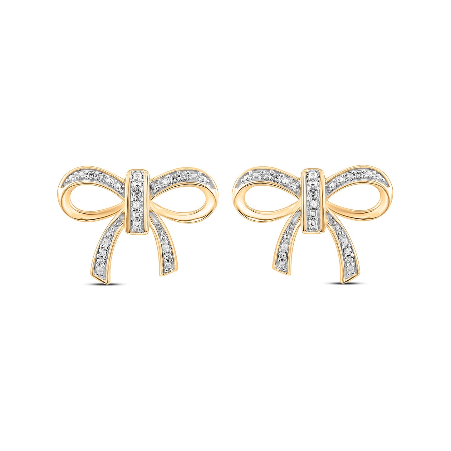 Diamond Accent Ribbon Bow Earrings in 925 Sterling Silver