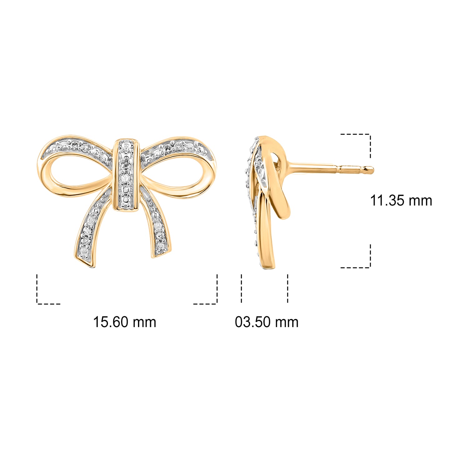 Diamond Accent Ribbon Bow Earrings in 925 Sterling Silver