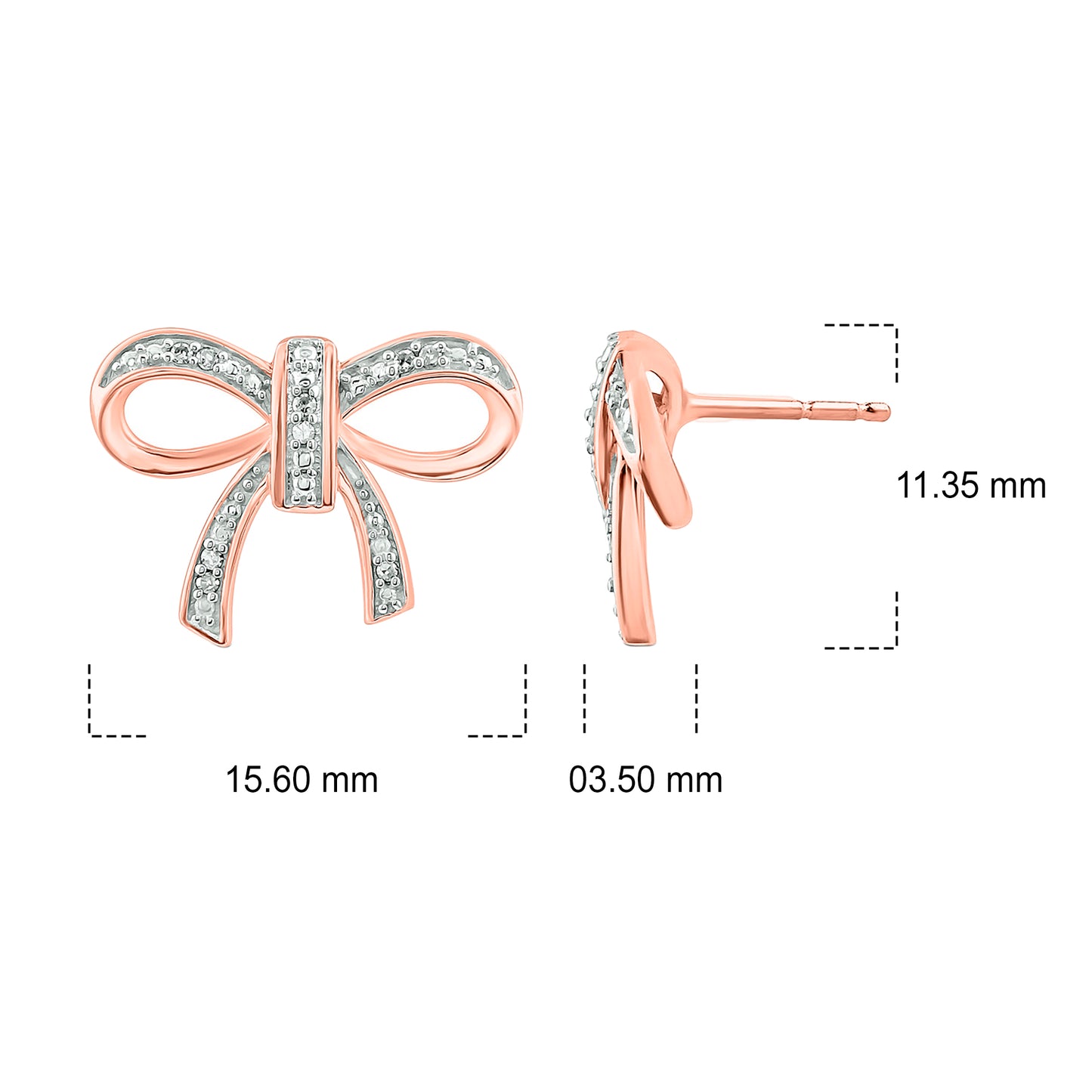 Diamond Accent Ribbon Bow Earrings in 925 Sterling Silver