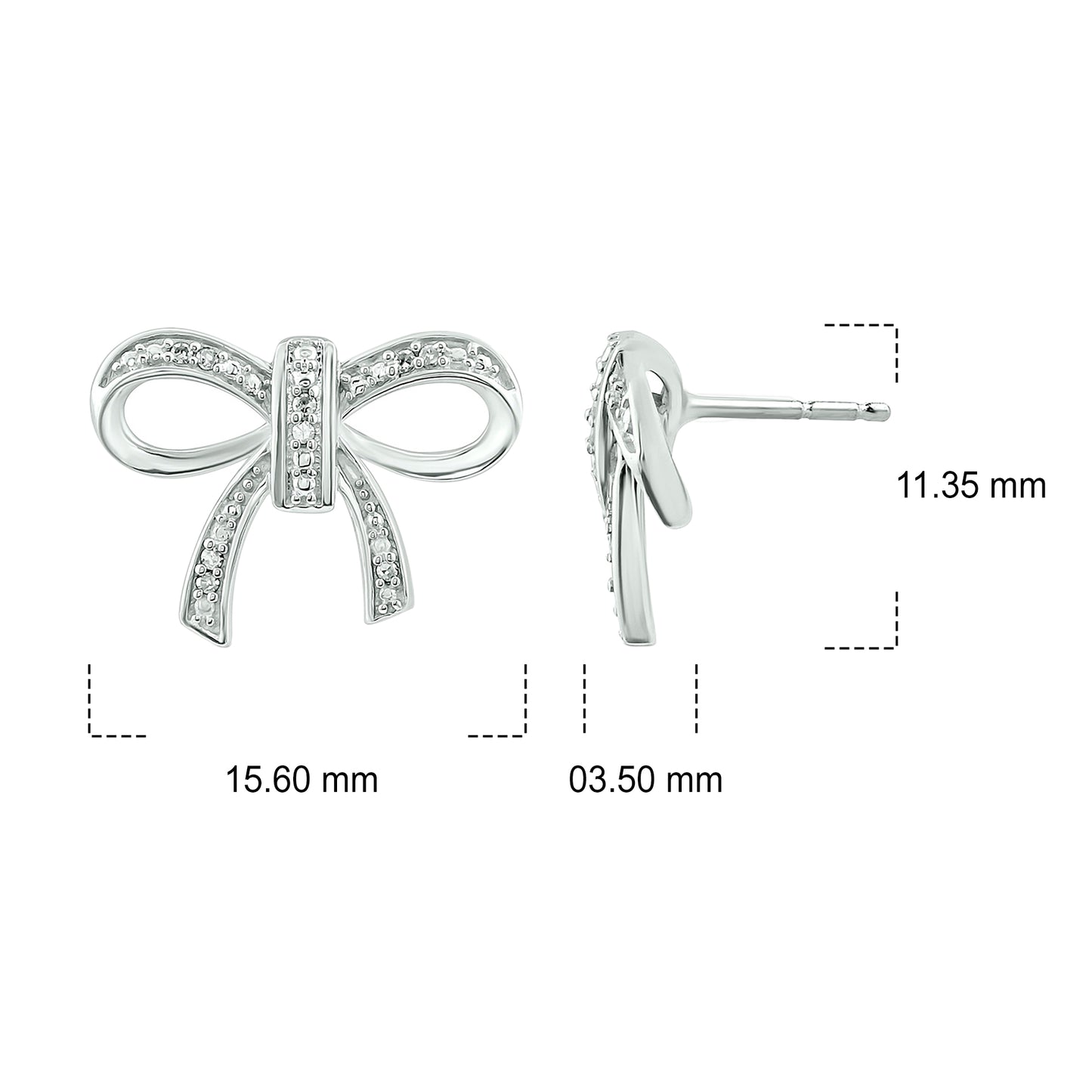 14K & 18K Gold Vermeil Diamond Ribbon Bow Earrings