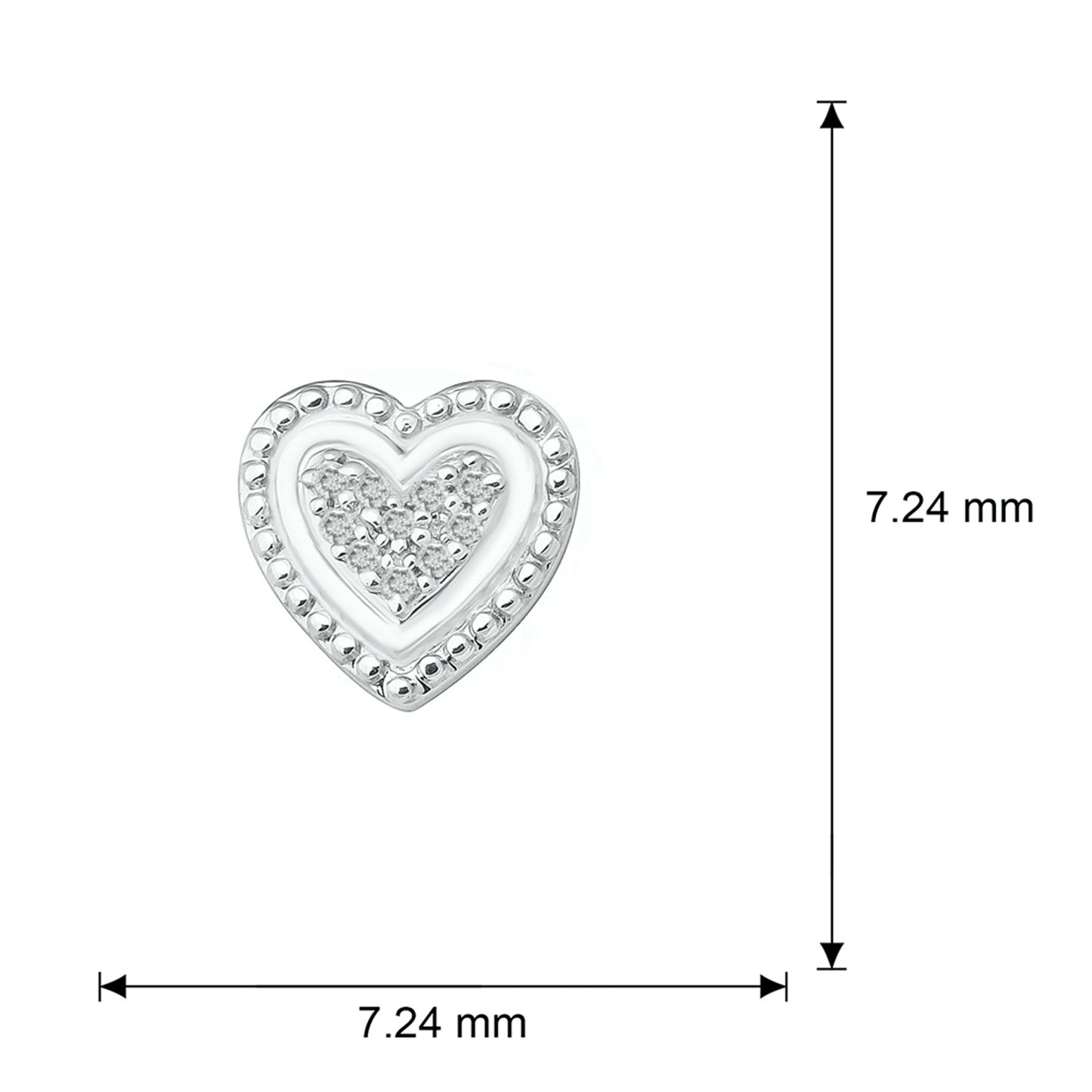 925 Sterling Silver Cluster Heart Diamond Stud Earrings