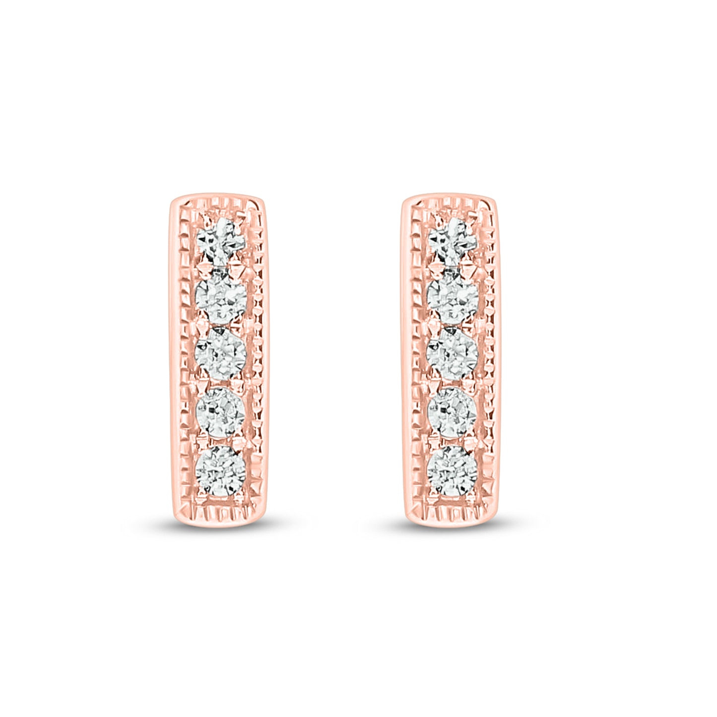 14K Gold Dainty Bar Stud Earrings
