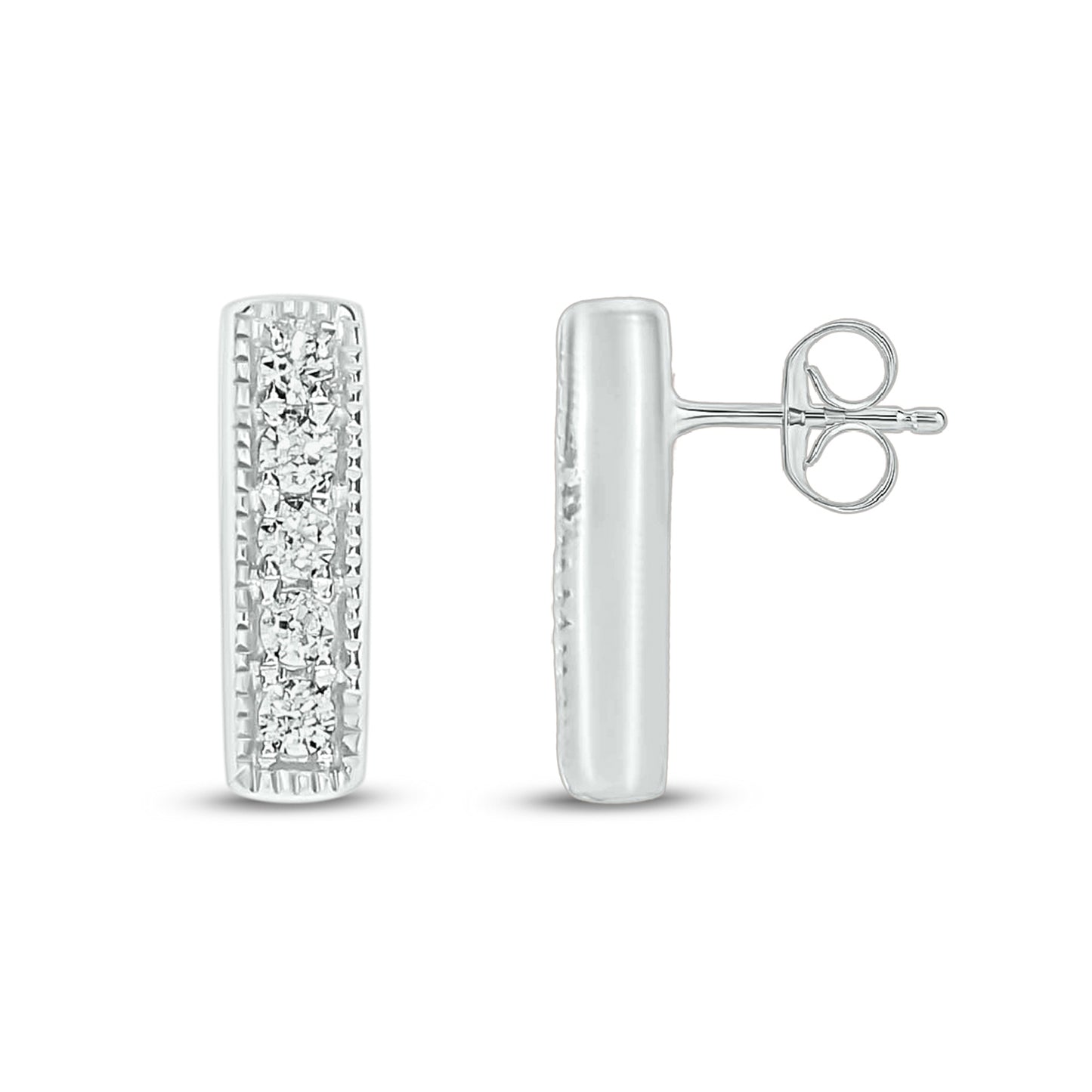 14K Gold Dainty Bar Stud Earrings