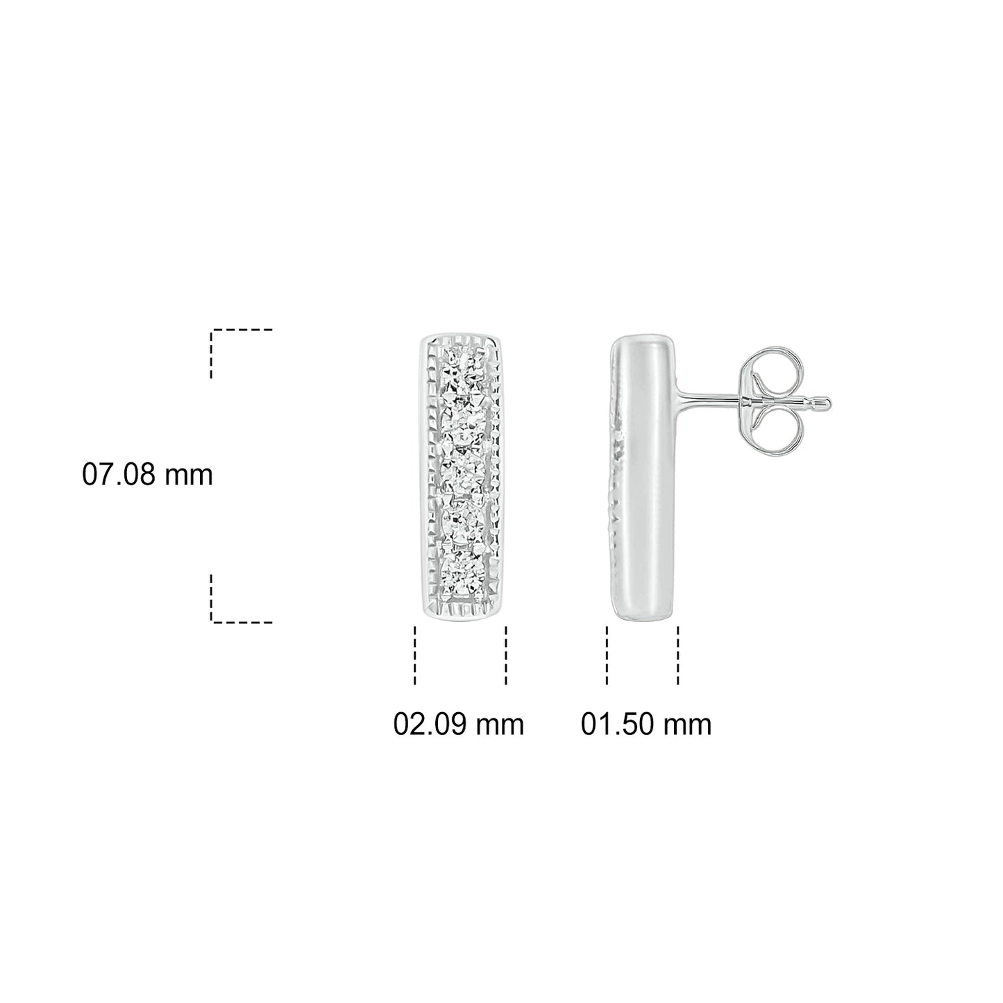 14K Gold Dainty Bar Stud Earrings