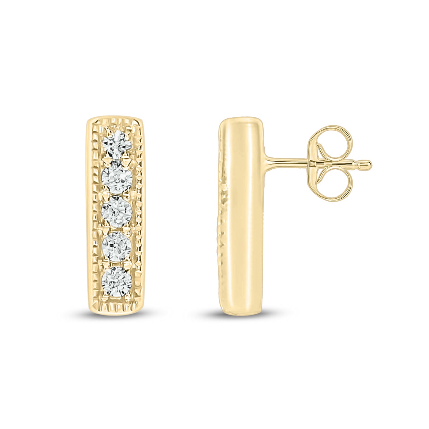 14K Gold Dainty Bar Stud Earrings