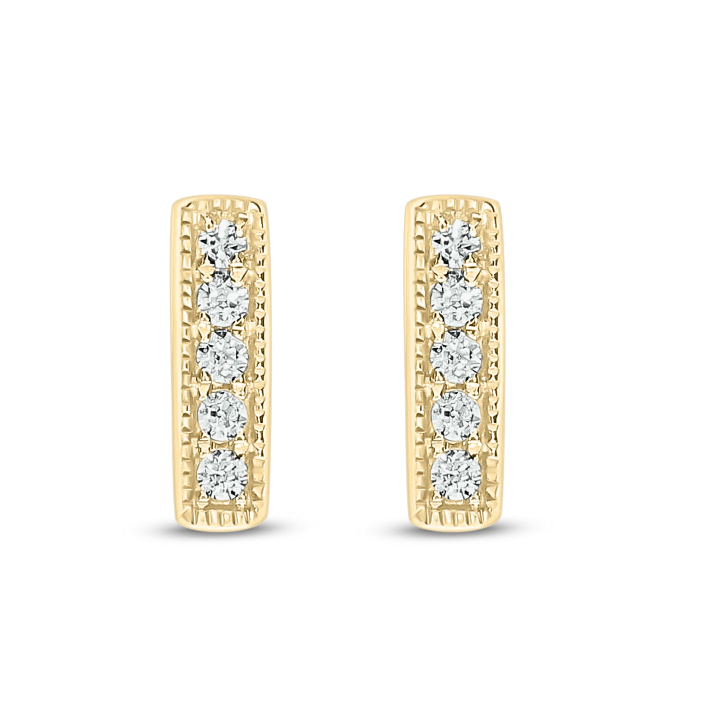 14K Gold Dainty Bar Stud Earrings