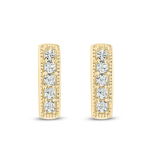 14K Gold Dainty Bar Stud Earrings