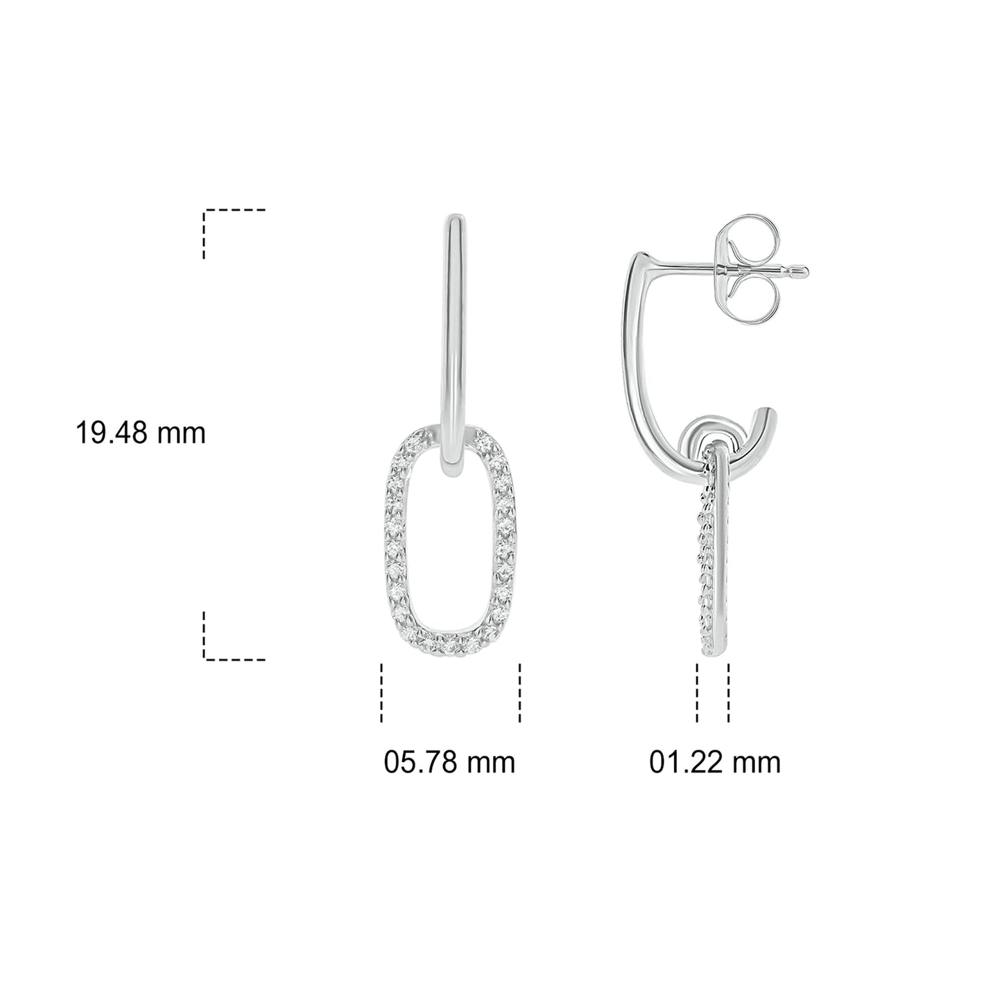 Mini Paper Clip Drop Earrings in 925 Sterling Silver
