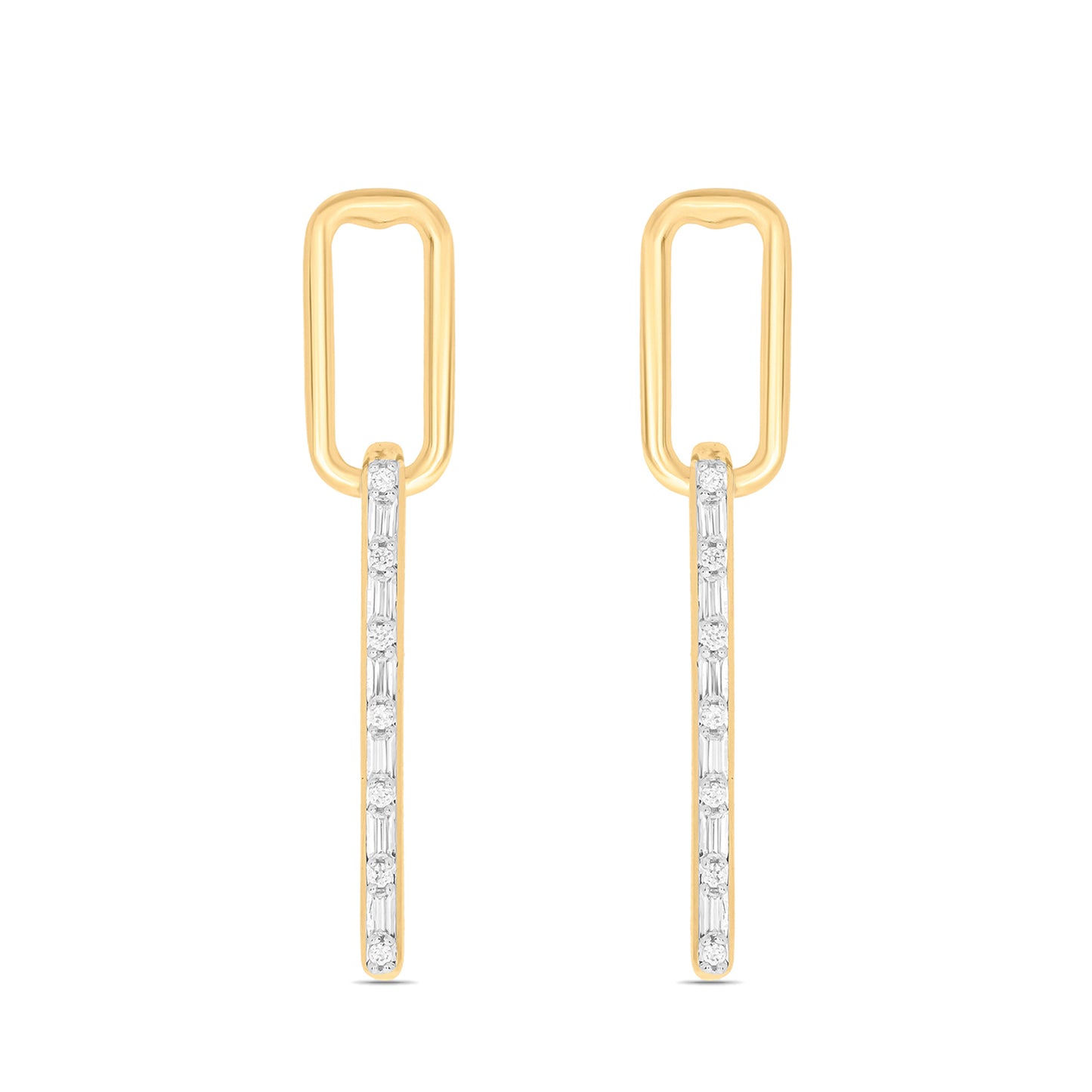 Paper clip Style Diamond Earrings in 925 Sterling Silver
