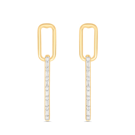 Diamond Paper clip Earrings in 14K Gold Vermeil