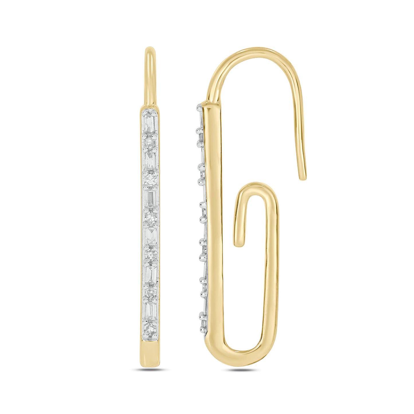 14K Gold Vermeil Classic Paper Clip Diamond Earrings