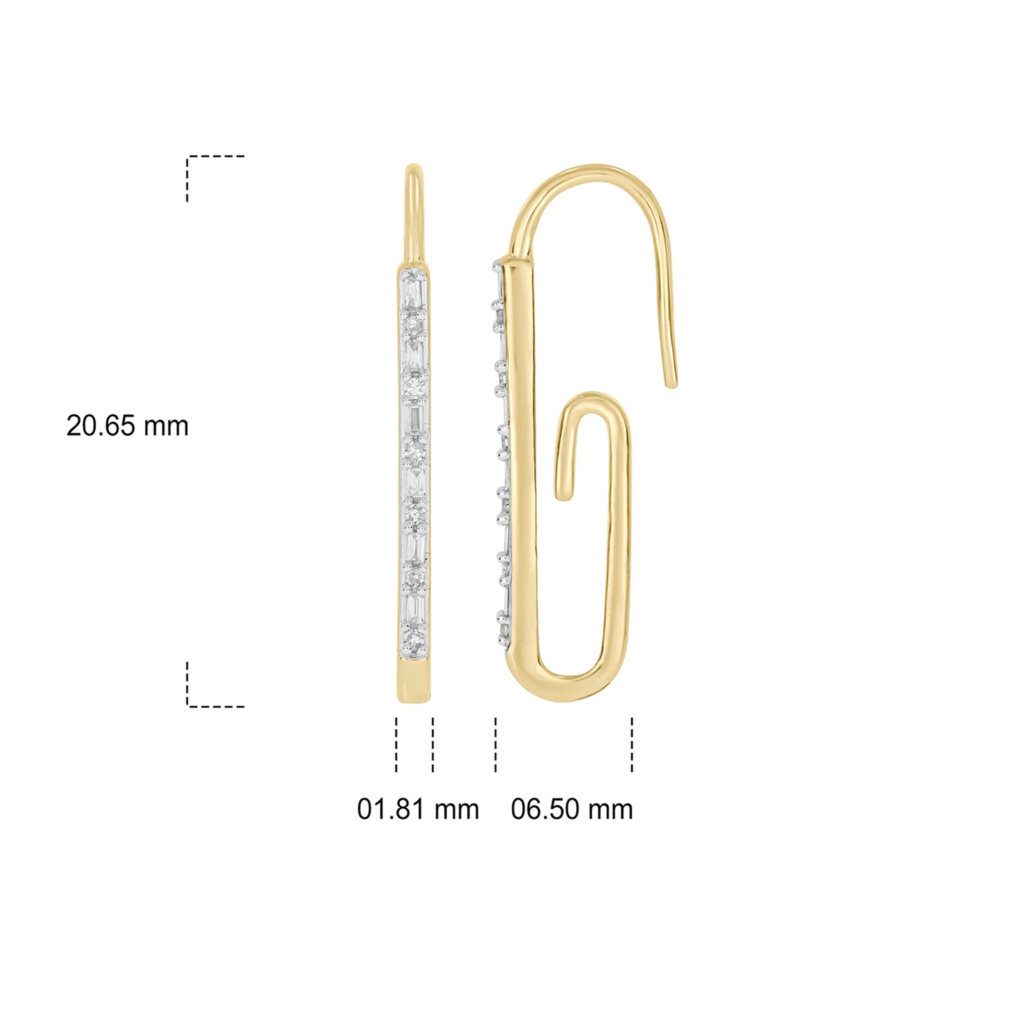 14K Gold Vermeil Classic Paper Clip Diamond Earrings