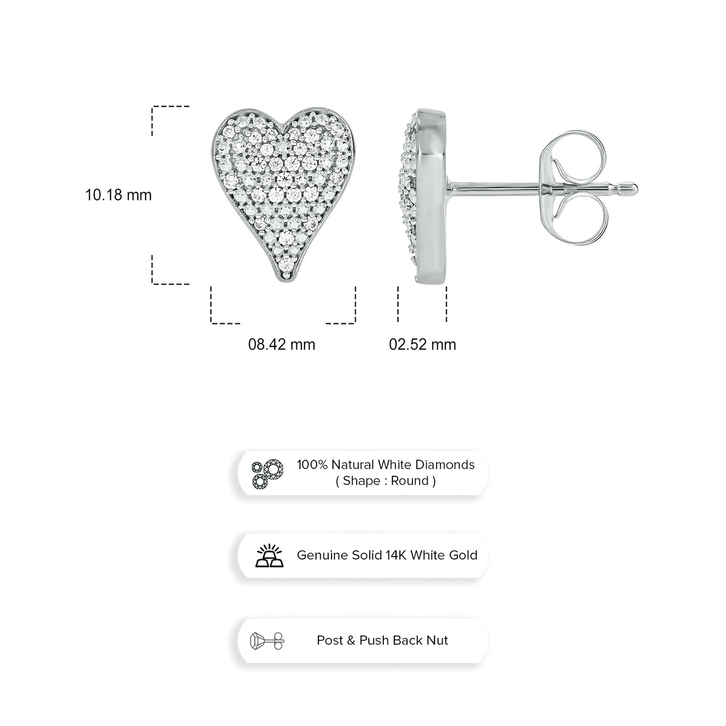 14KT Gold Unique Heart Shape Diamond Earrings
