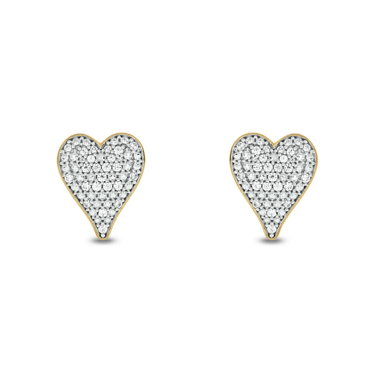 14KT Gold Unique Heart Shape Diamond Earrings