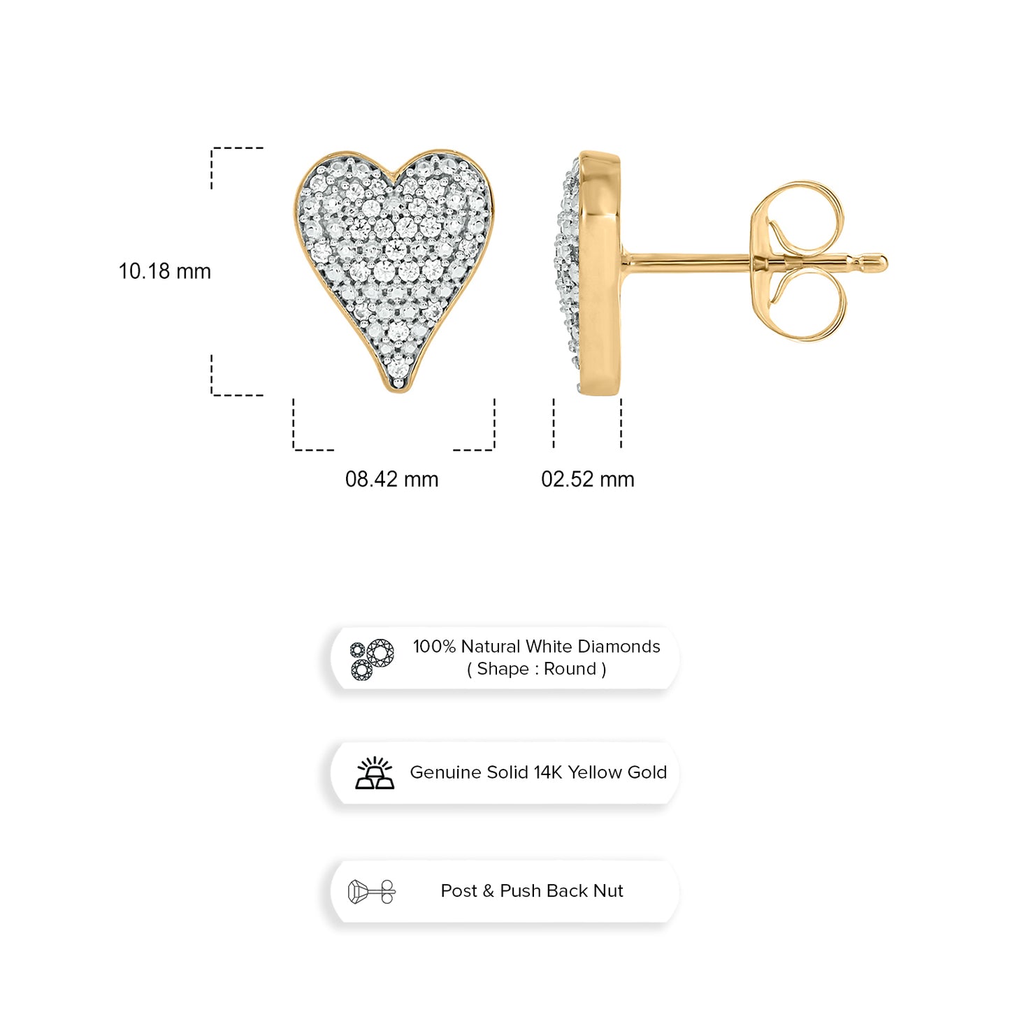 14KT Gold Unique Heart Shape Diamond Earrings
