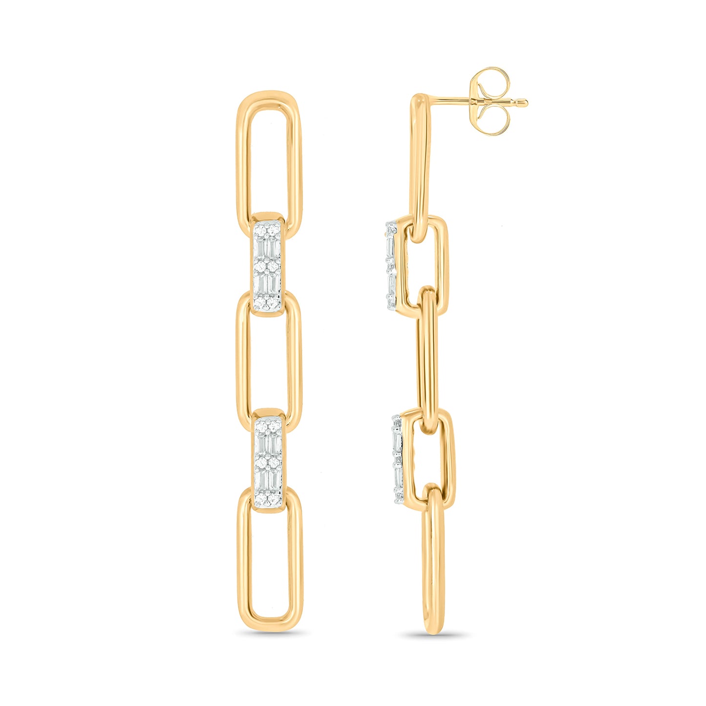 14K Gold Vermeil Interlinked Paper Clip Diamond Earrings
