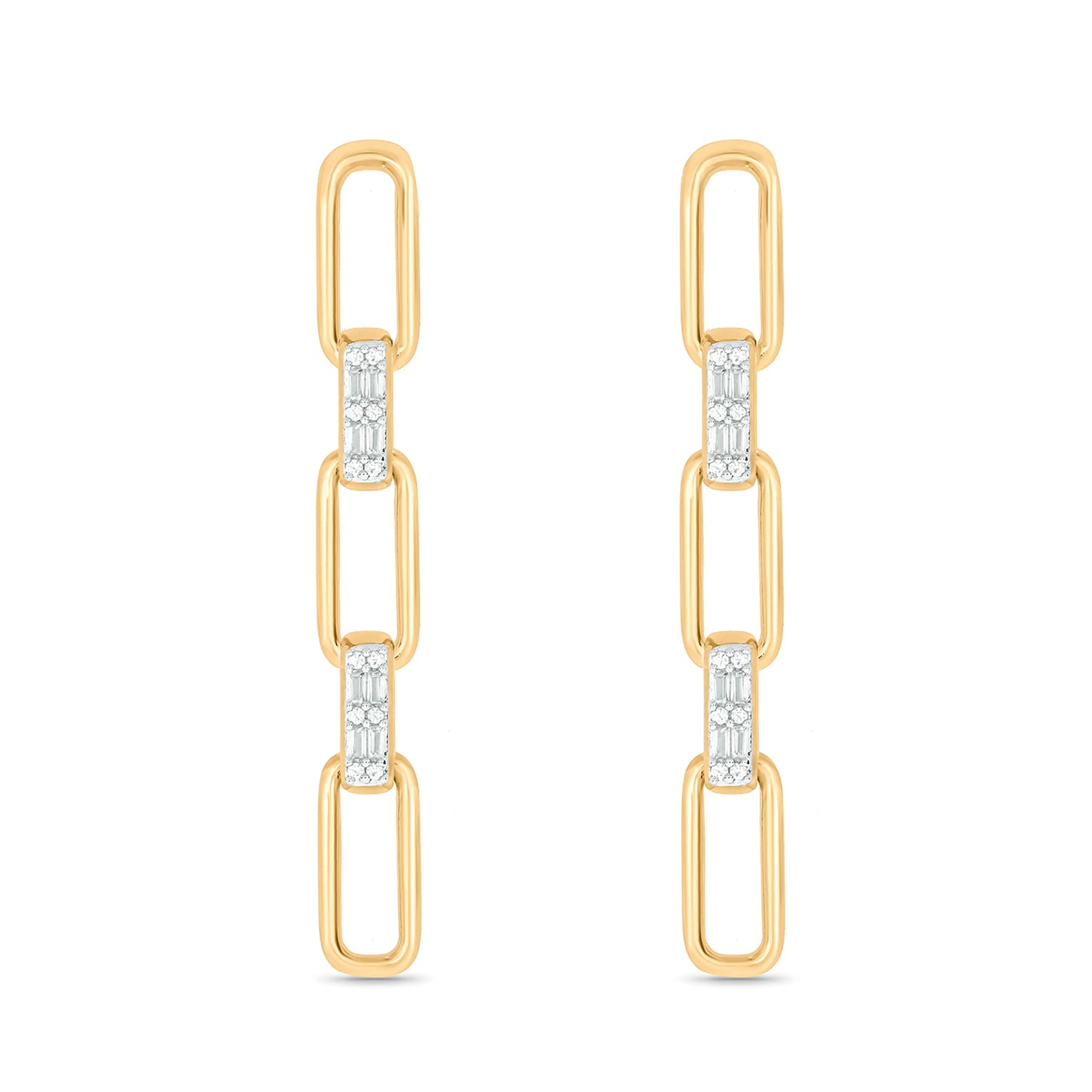 14K Gold Vermeil Interlinked Paper Clip Diamond Earrings