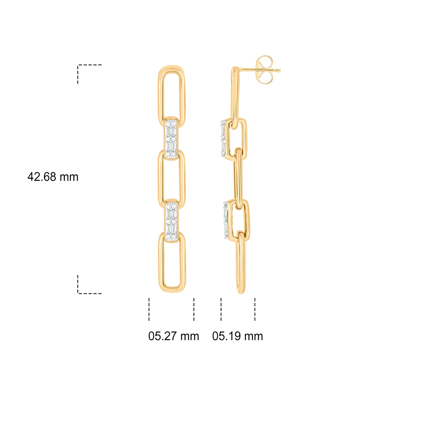 14K Gold Vermeil Interlinked Paper Clip Diamond Earrings