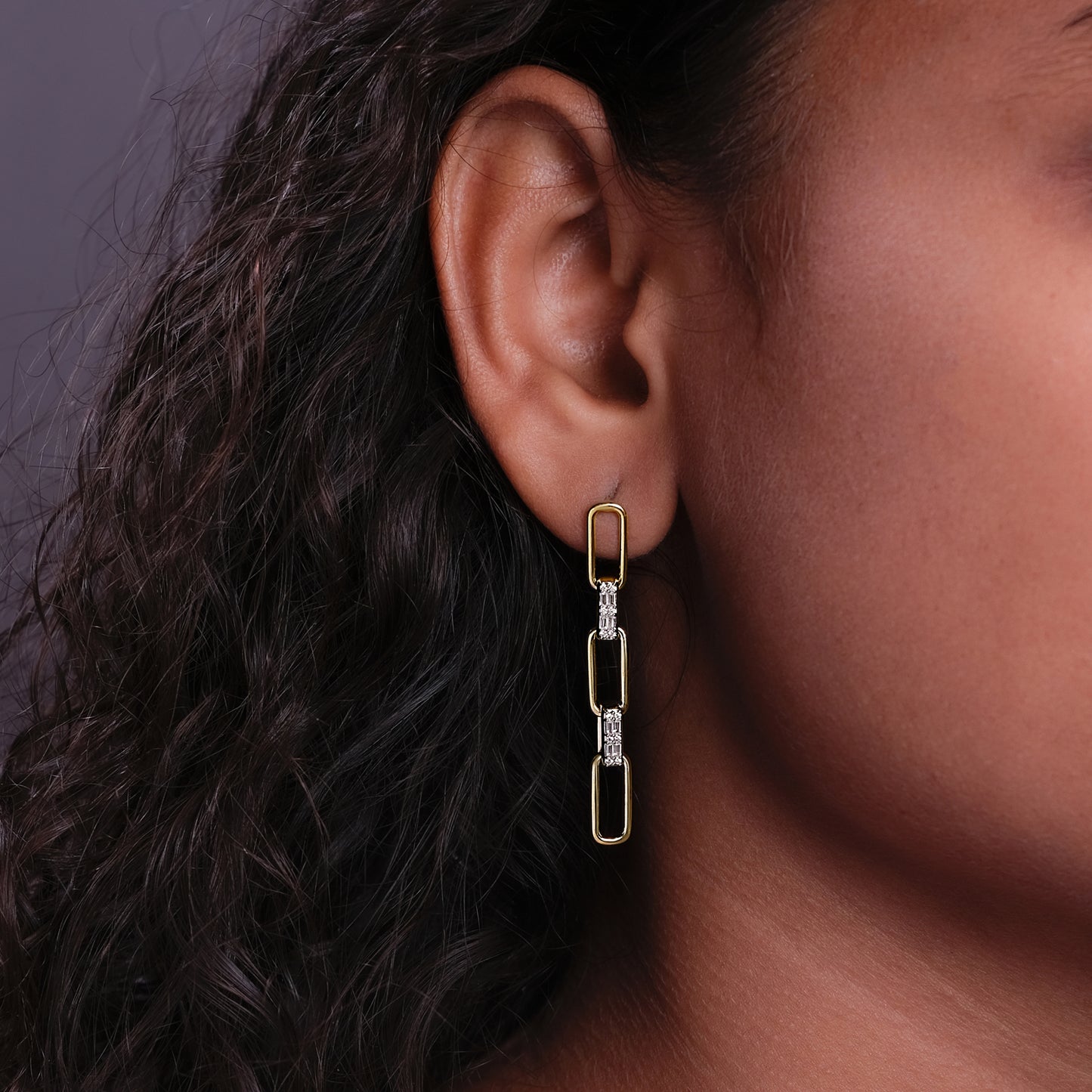 14K Gold Vermeil Interlinked Paper Clip Diamond Earrings