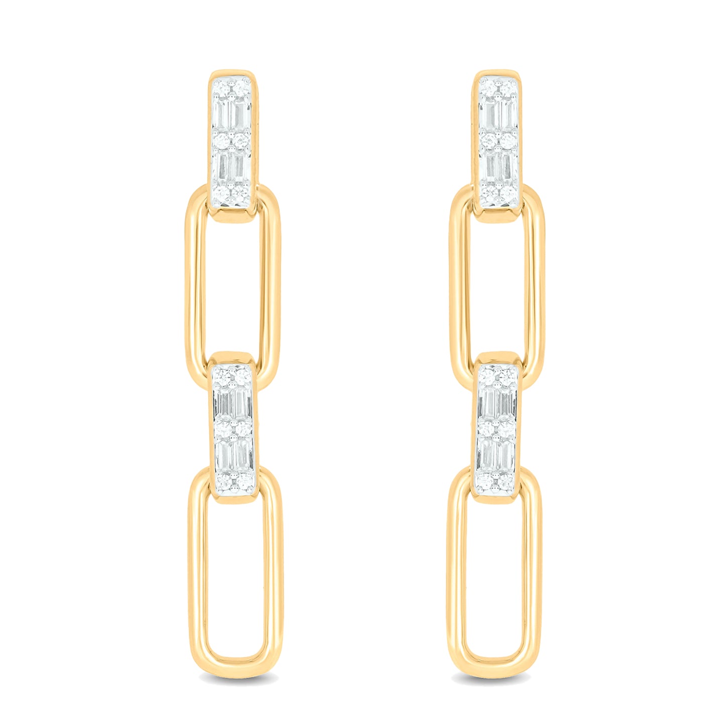 Paper clip style Diamond Drop Earrings in 925 Sterling Silver