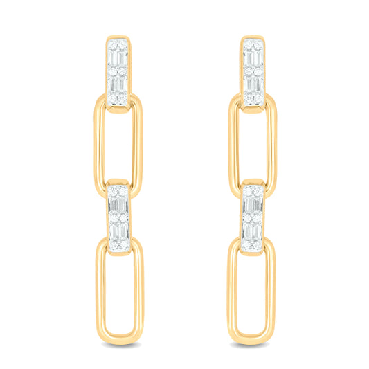 14K Gold Vermeil Diamond Drop Paper clip Earrings