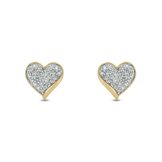 14KT Gold Cute Diamond Heart Studs