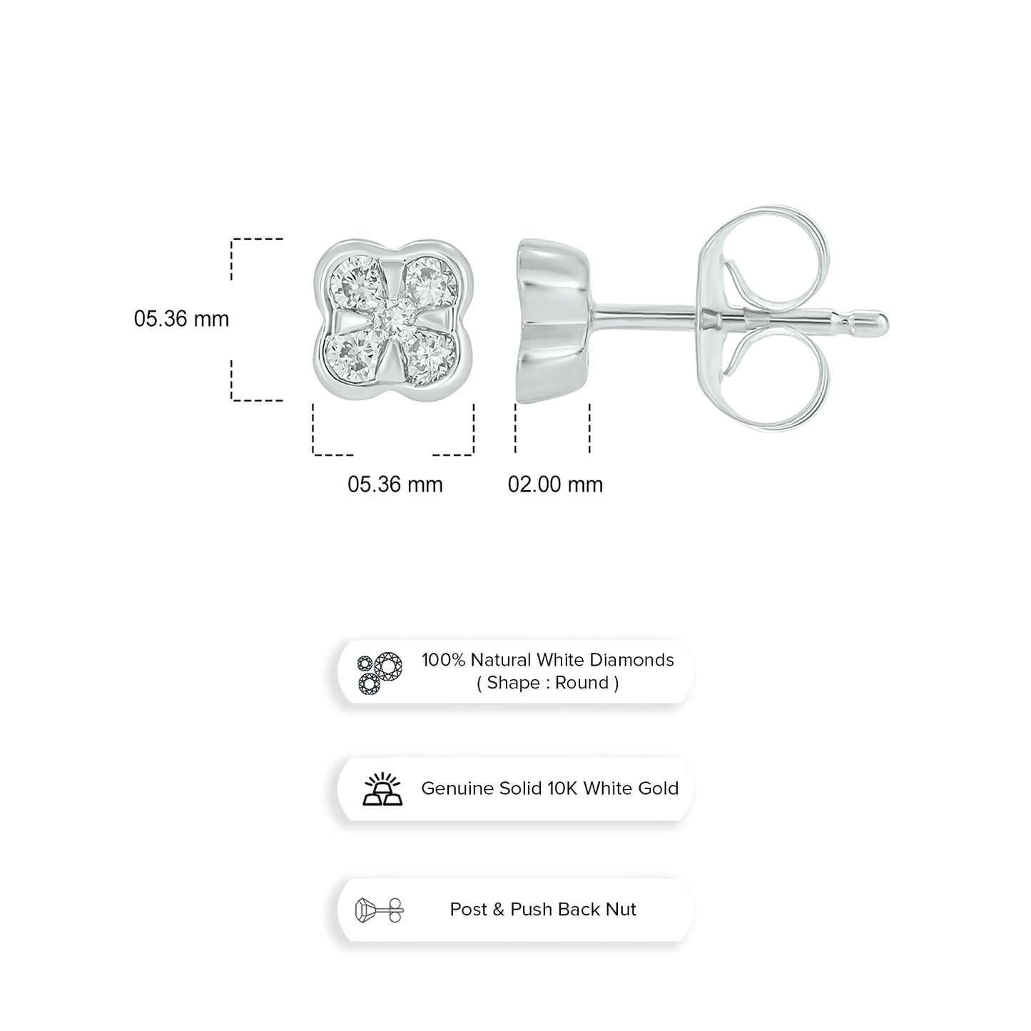 10KT Gold Dainty Floral Diamond Studs