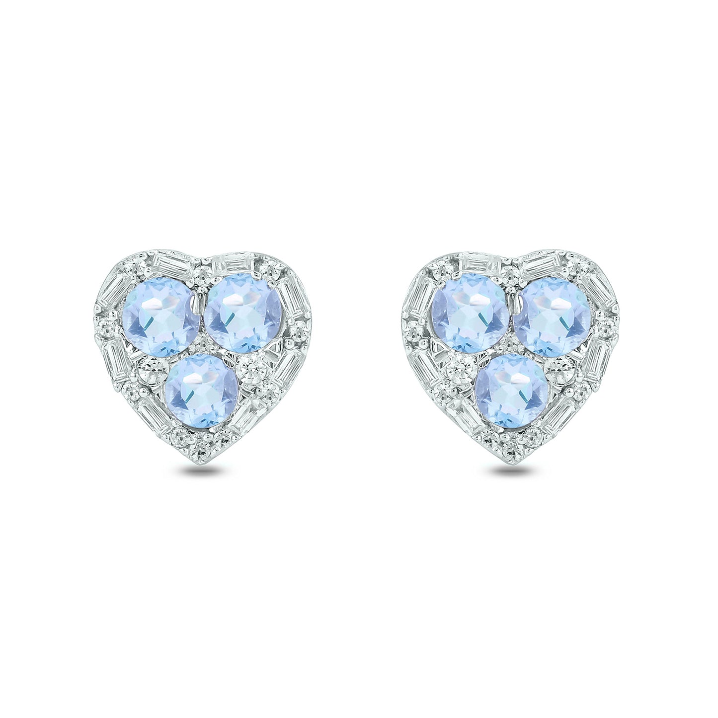 Gemstone & Diamonds Heart Stud Earrings in 14KT Gold