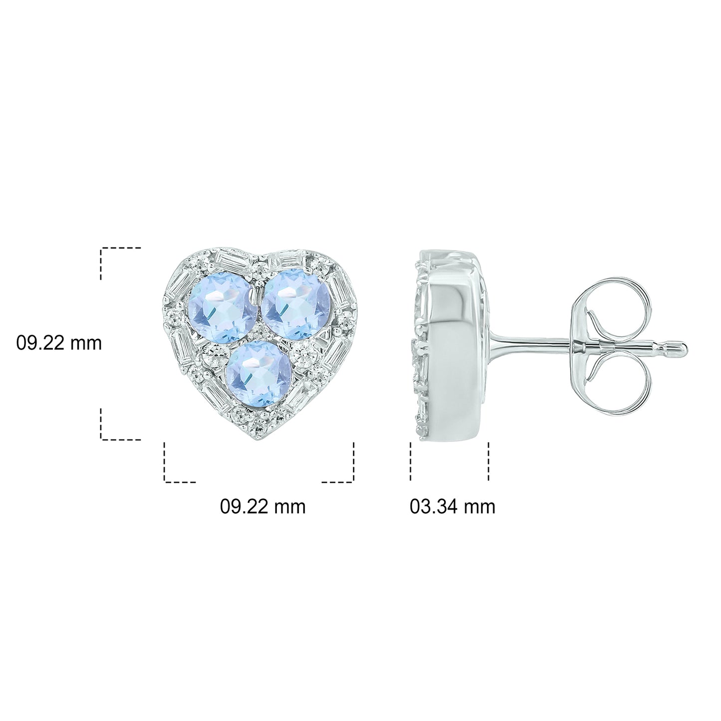 Gemstone & Diamonds Heart Stud Earrings in 14KT Gold
