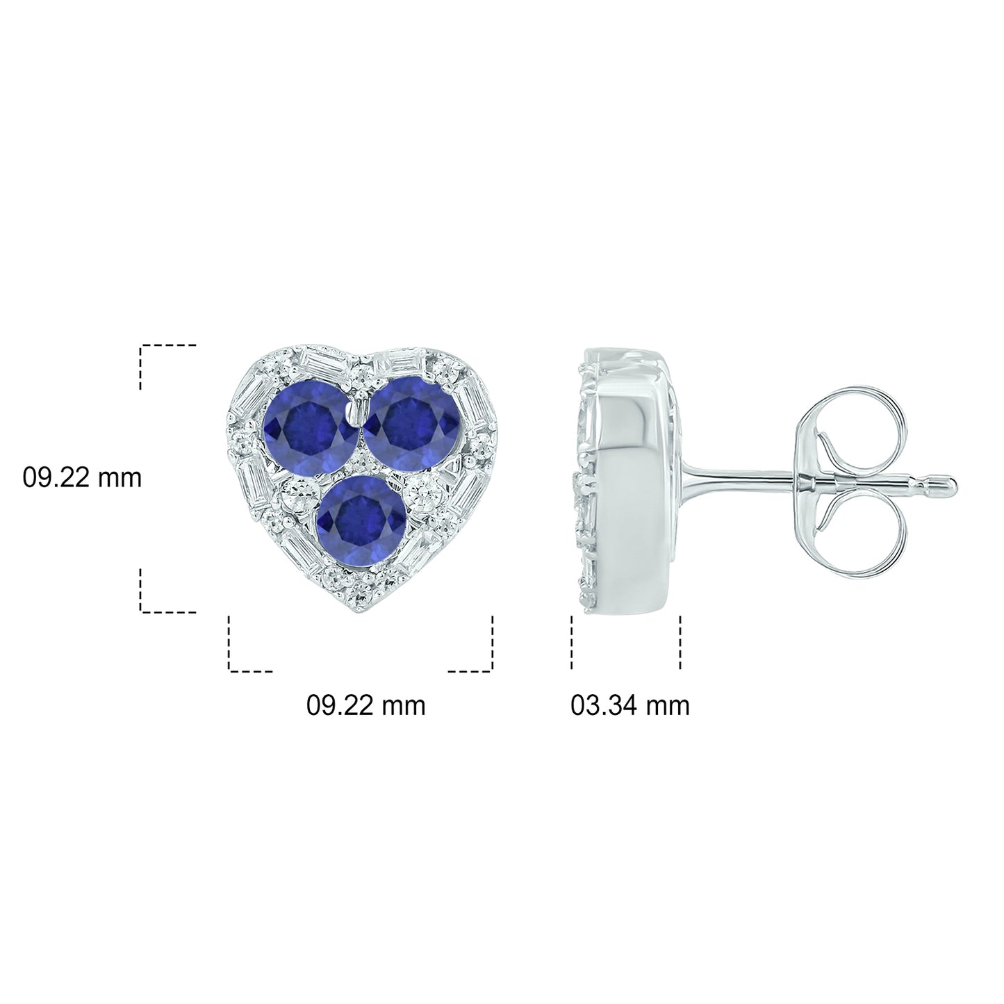 Gemstone & Diamonds Heart Stud Earrings in 14KT Gold