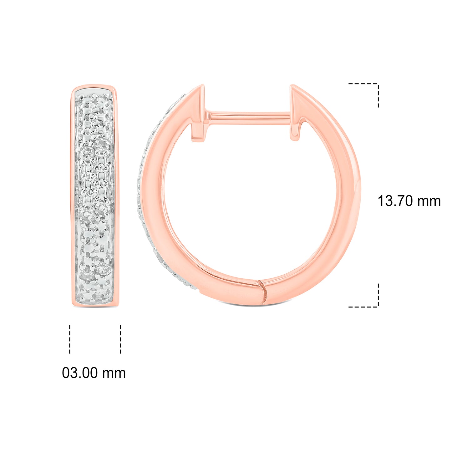 Classic Hoop Huggie Diamond Earrings in 925 Sterling Silver