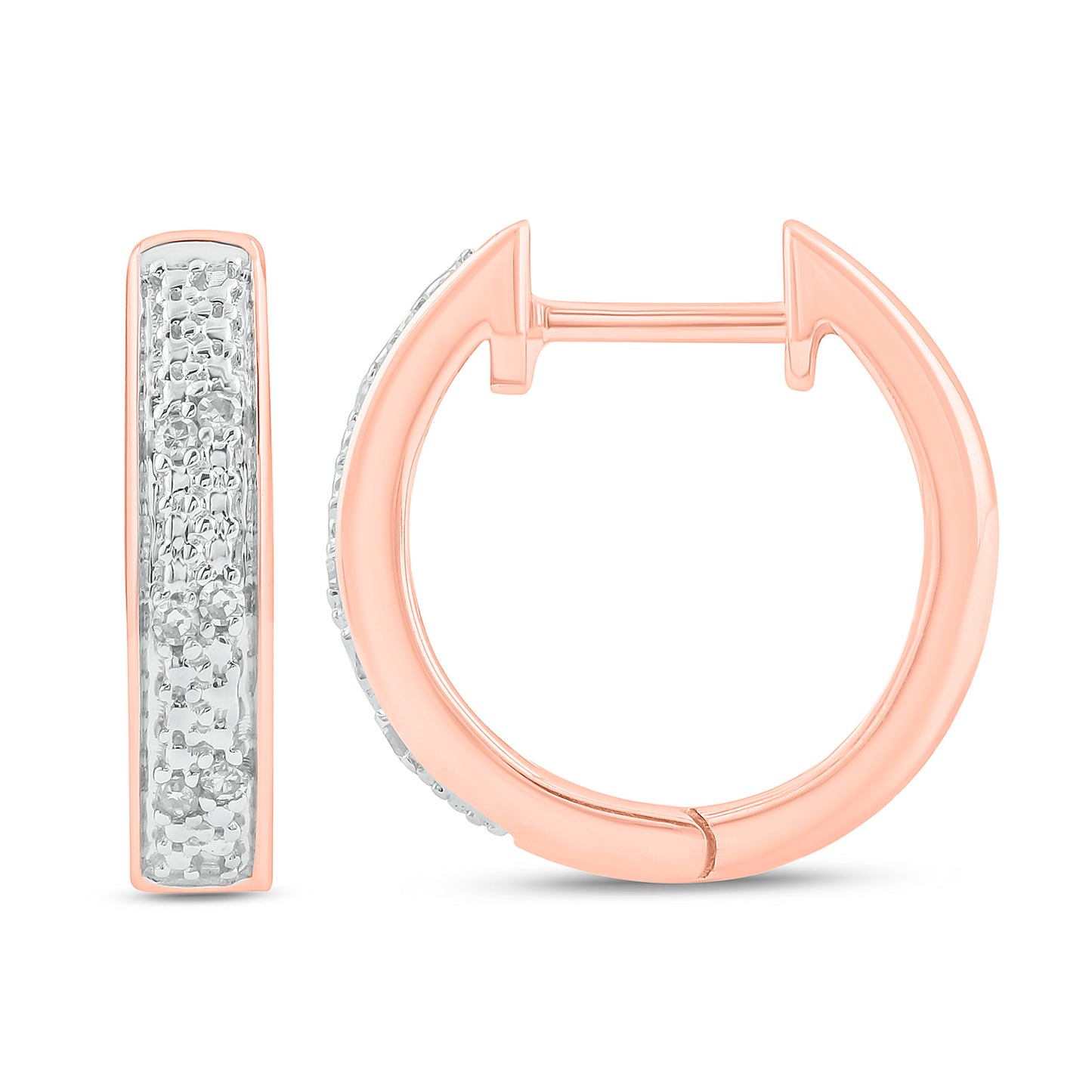 Classic Hoop Huggie Diamond Earrings in 925 Sterling Silver