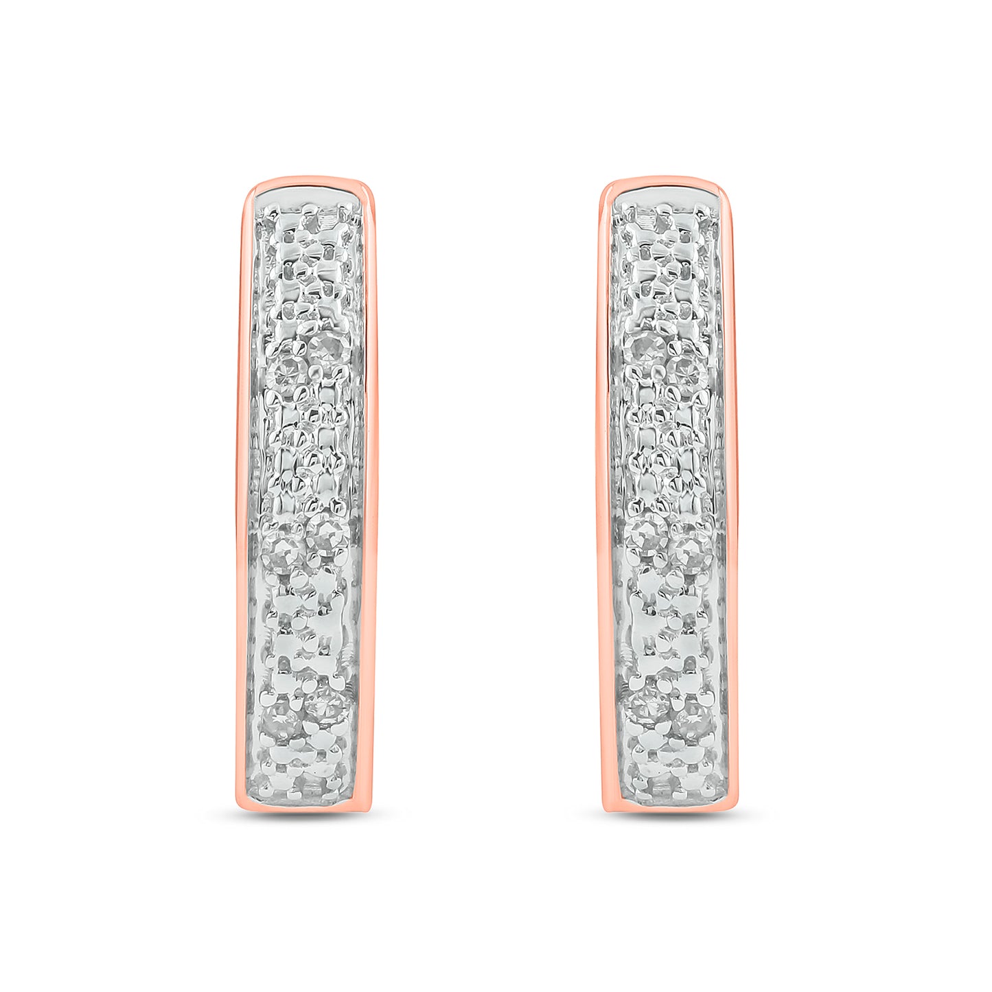 Classic Hoop Huggie Diamond Earrings in 925 Sterling Silver