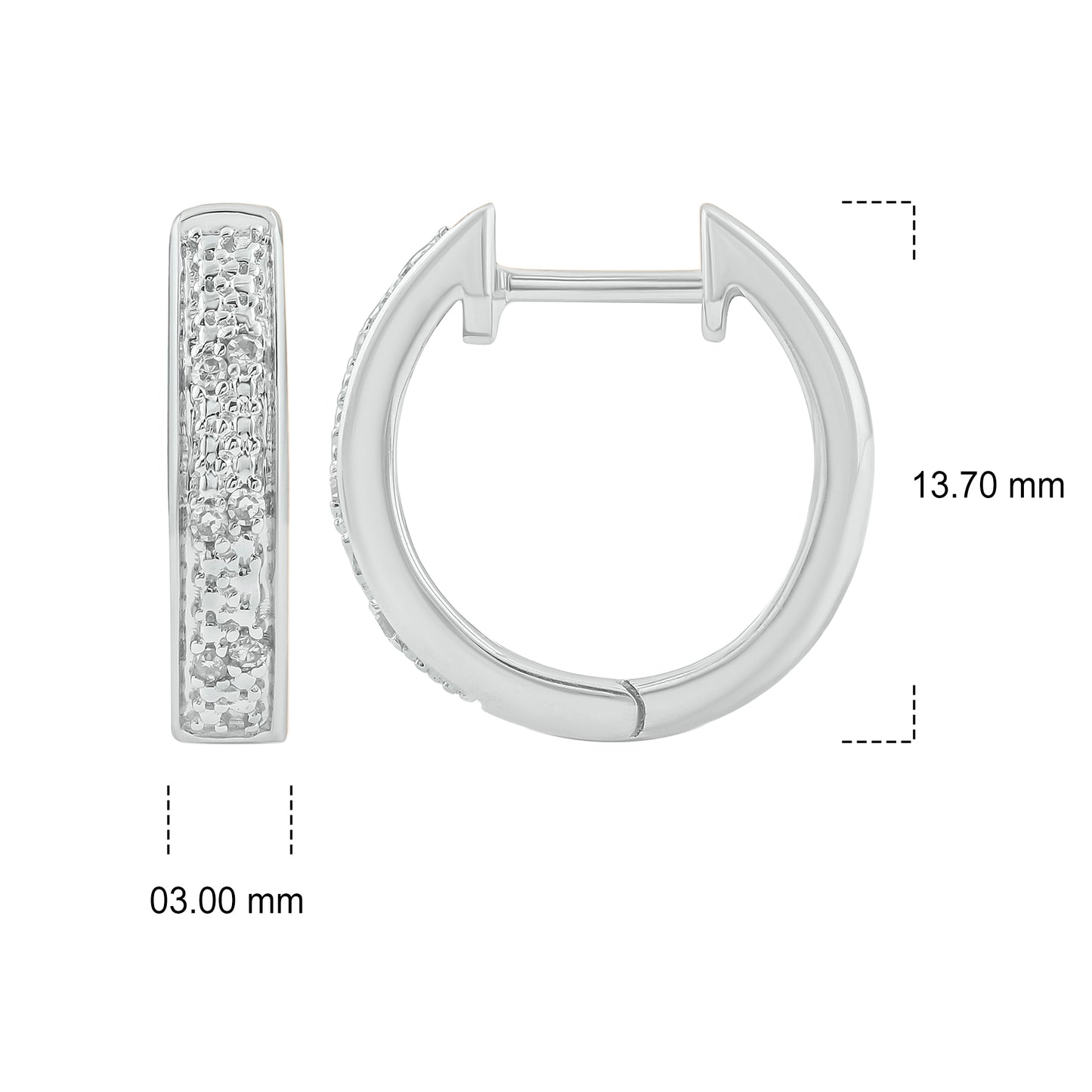 Classic Hoop Huggie Diamond Earrings in 925 Sterling Silver