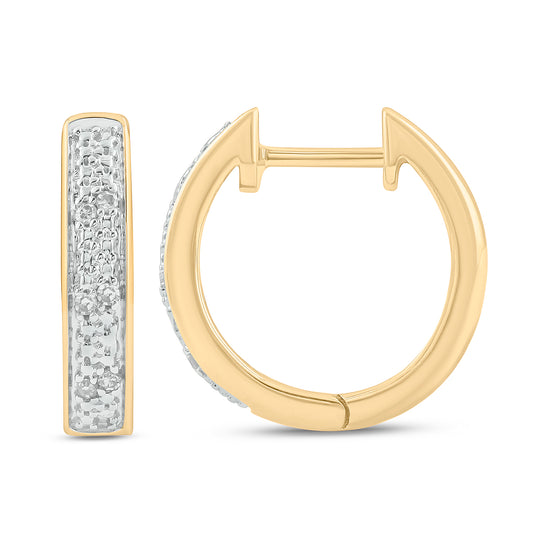 14K Gold Vermeil Classic Hoop Huggie Diamond Earrings