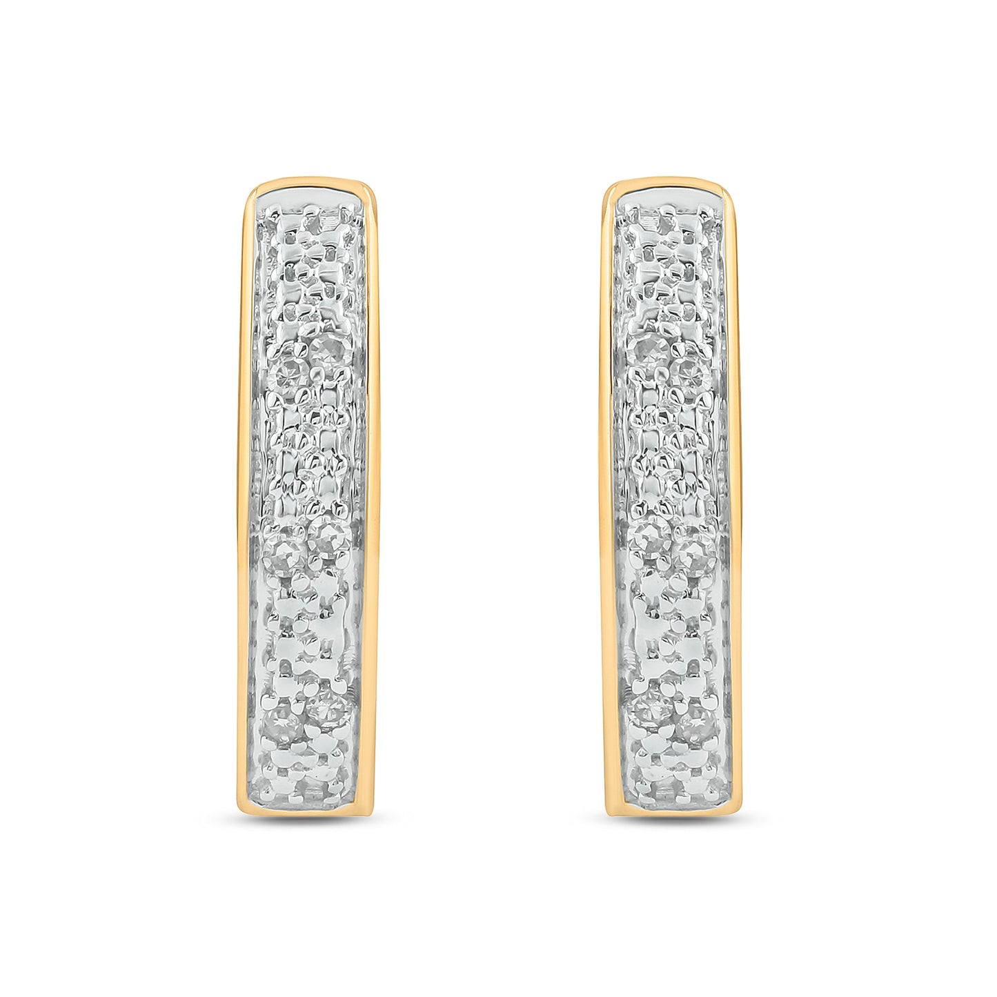 Classic Hoop Huggie Diamond Earrings in 925 Sterling Silver